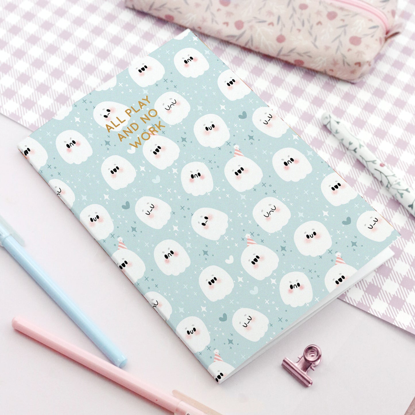 cute ghost notebook with gold foil