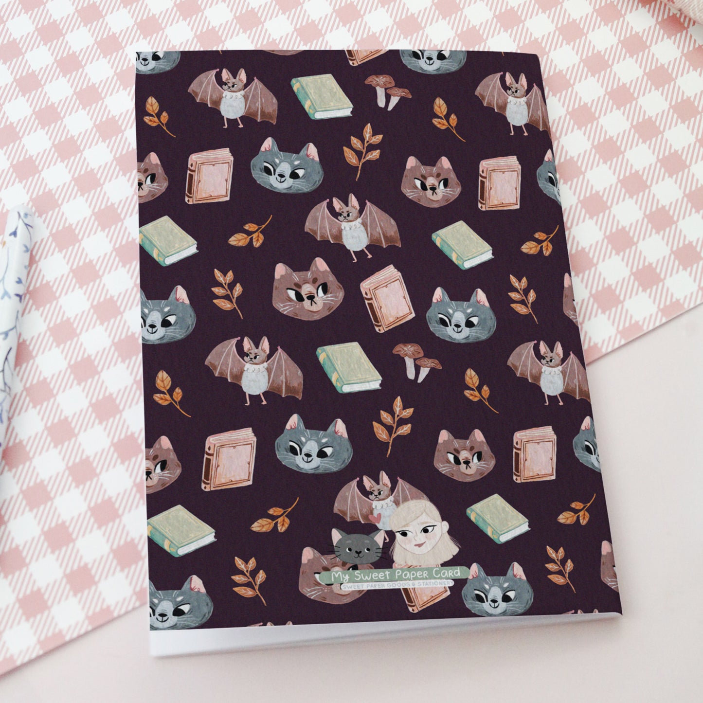 Cats and Bats notebook - Halloween Soft cover notebook