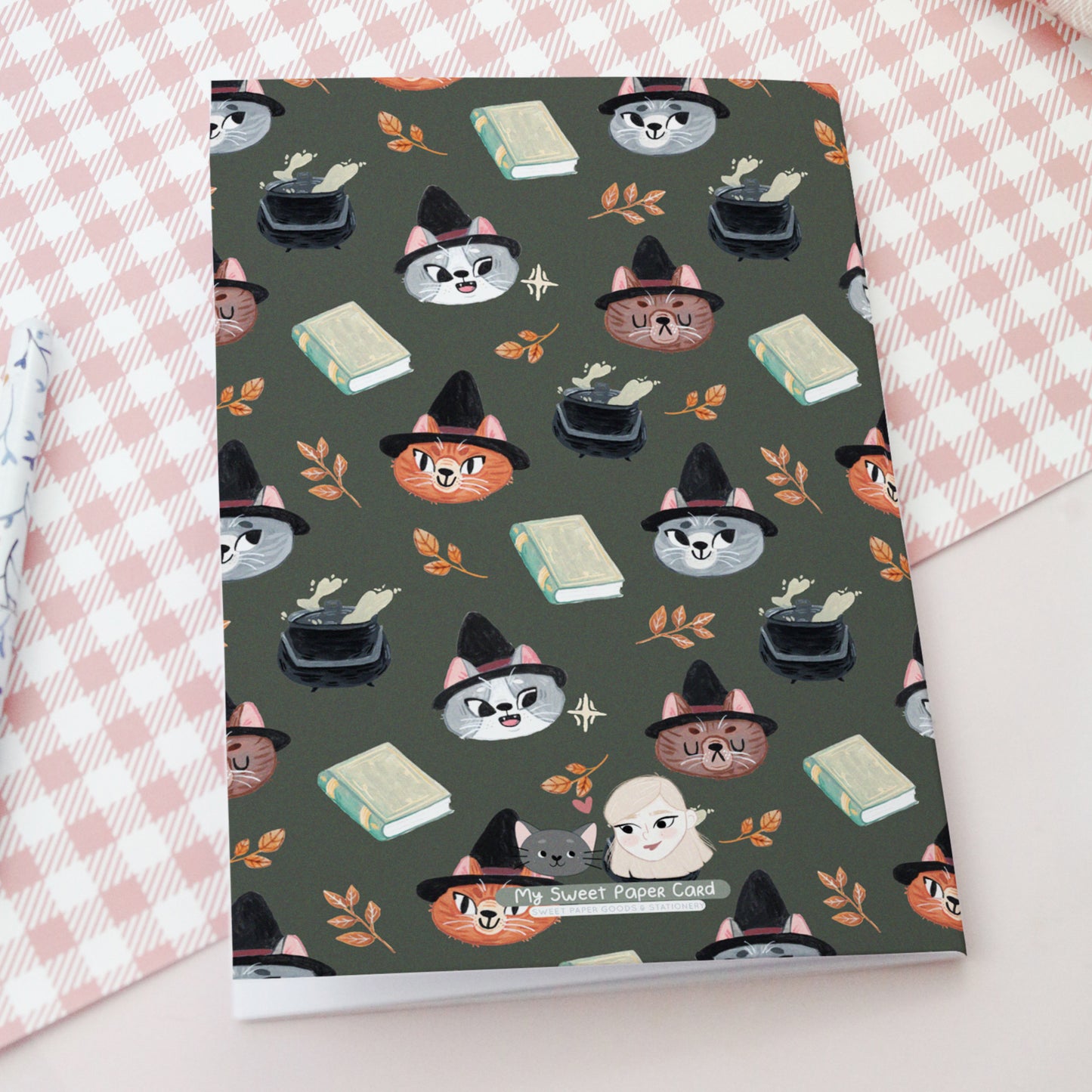 Carnet Chat sorciers Vert - Carnet souple Automne