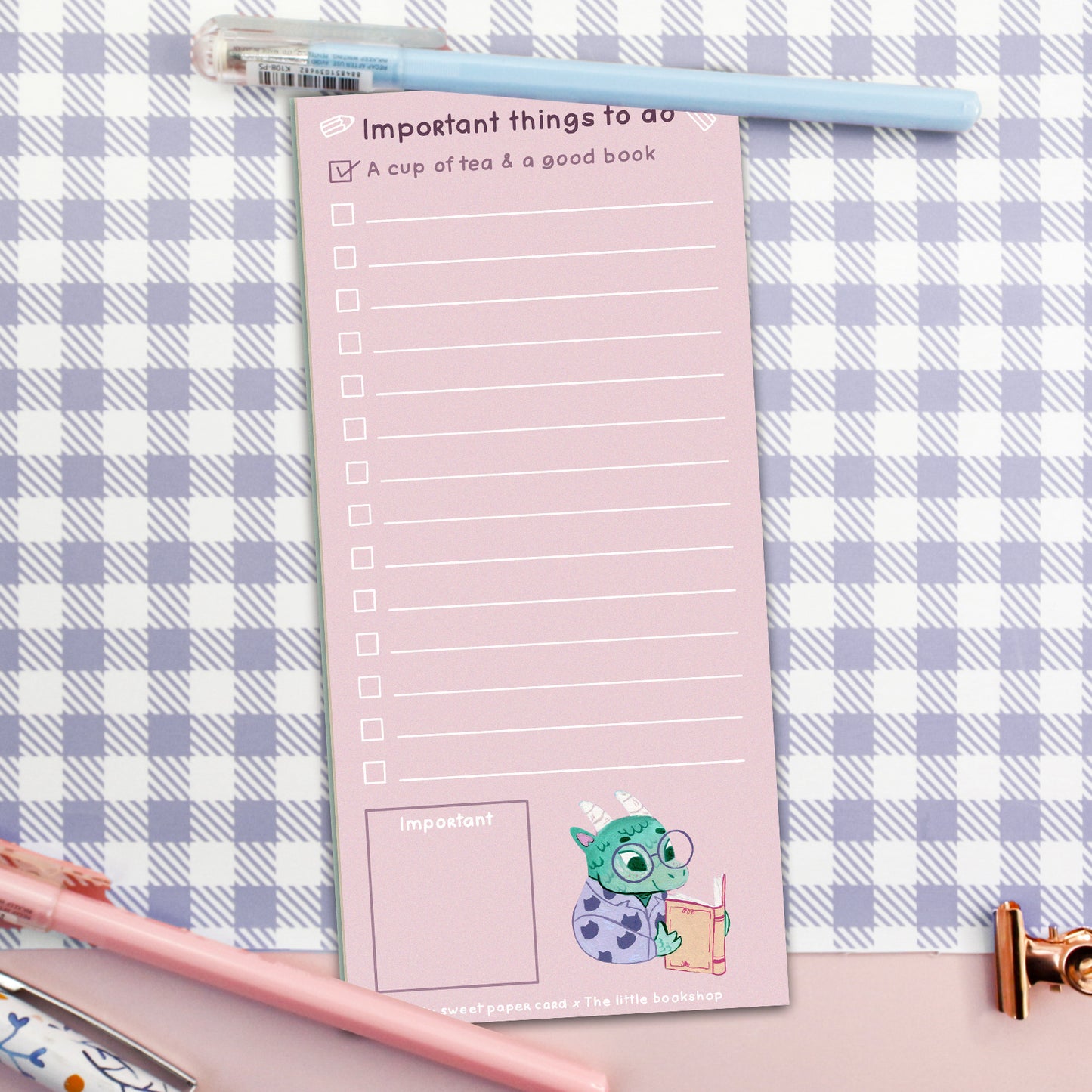 Book dragon to do list notepad - Large notepad