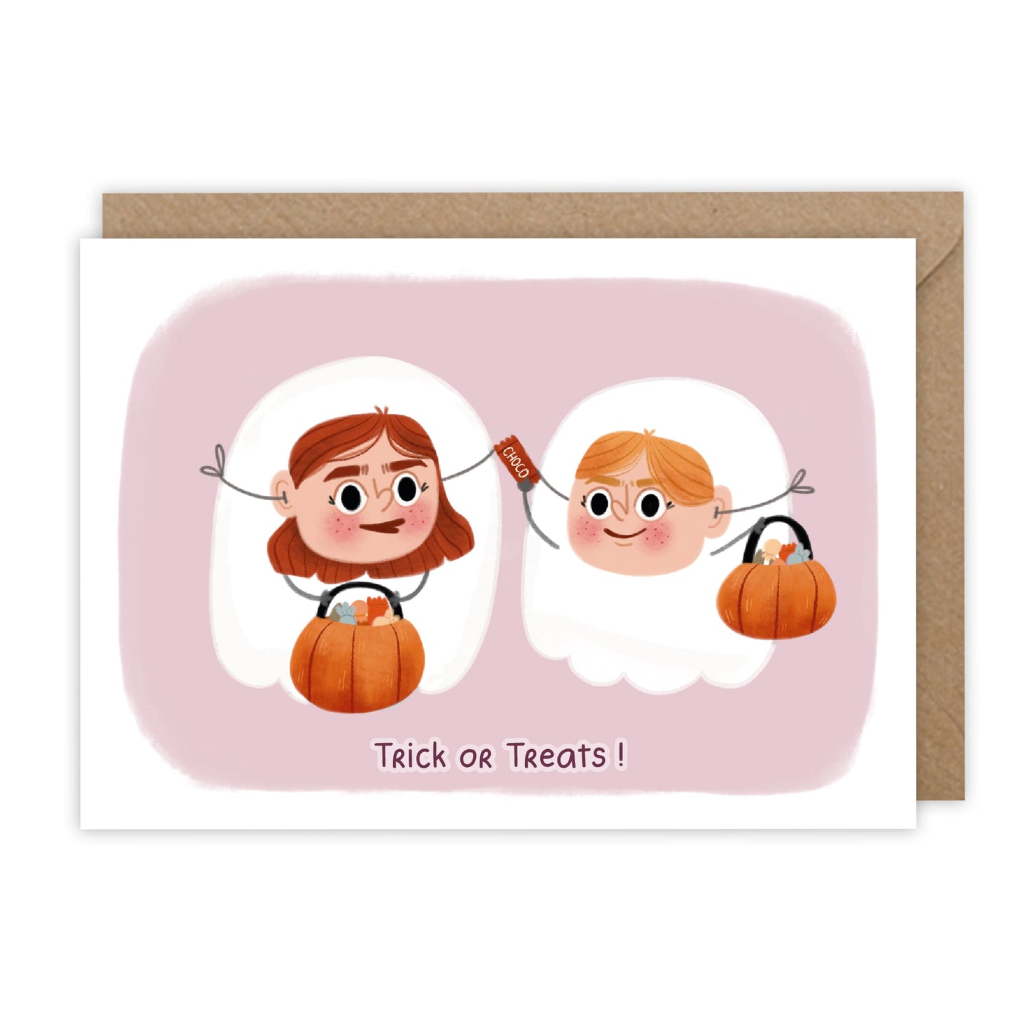 Le costume de Ghosty - Carte Halloween - Des bonbons ou un sort