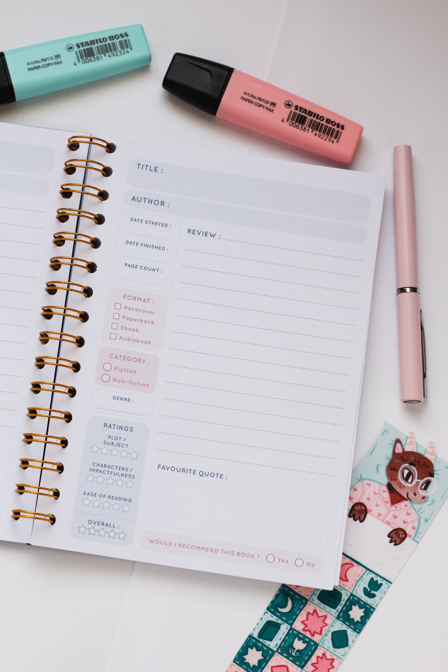 Dragon Reading journal - Spiral notebook to write your book reviews