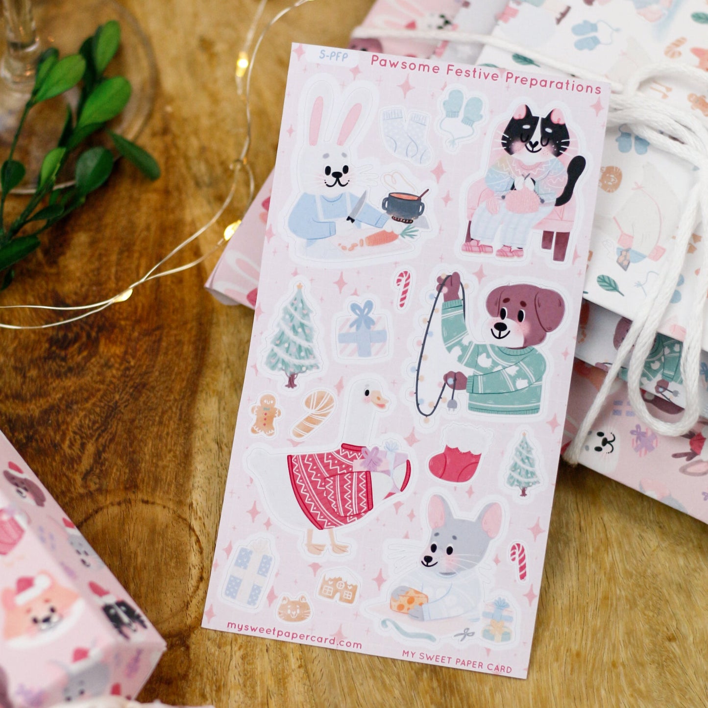 christmas stickers sheet for animal lover