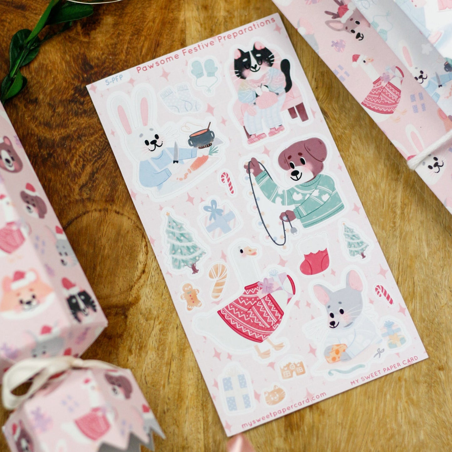vegan christmas stickers sheet