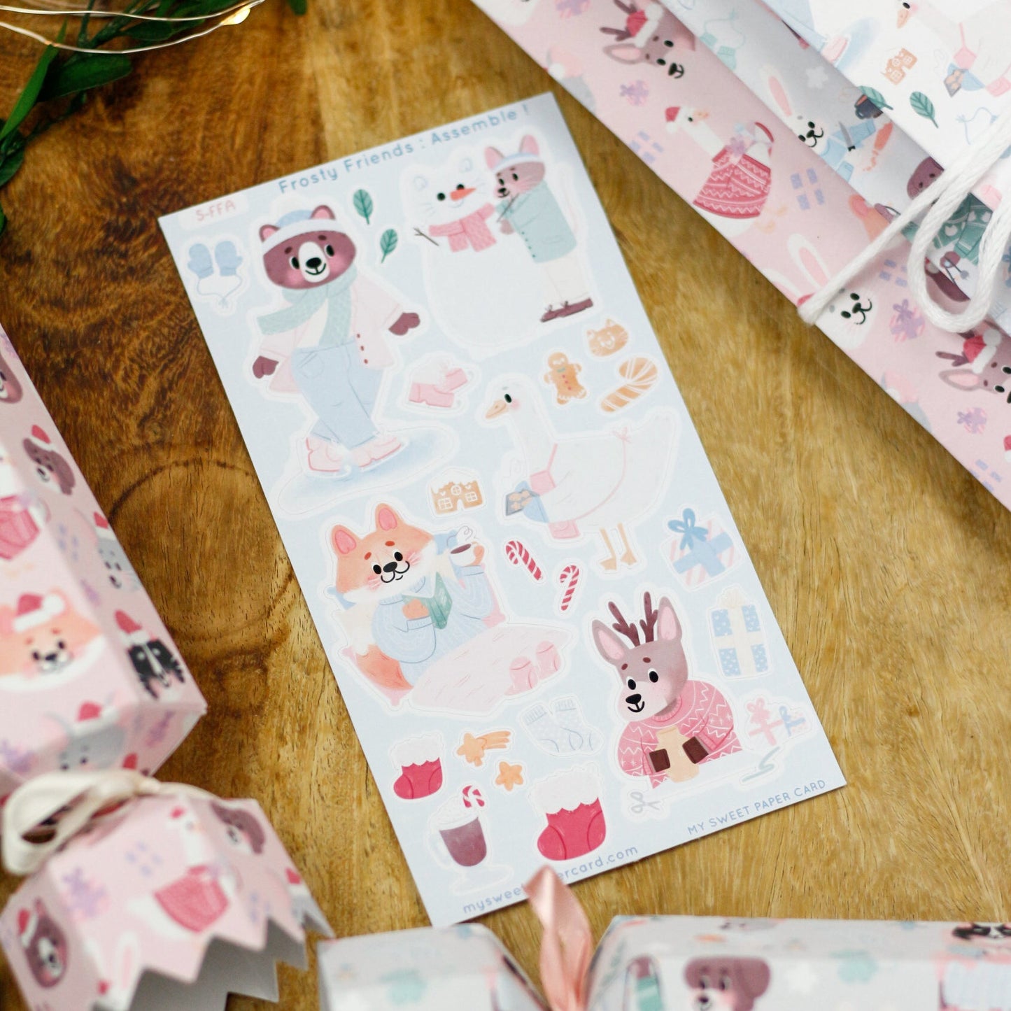 cute christmas stickers sheet for animal lovers