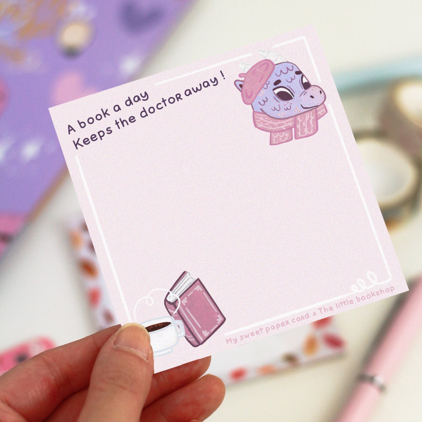 A book a day keeps the doctor away notepad - Book dragon notepad