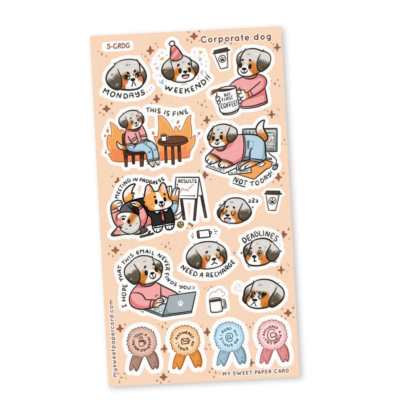 Corporate Dog stickers sheet - Back to work stickers