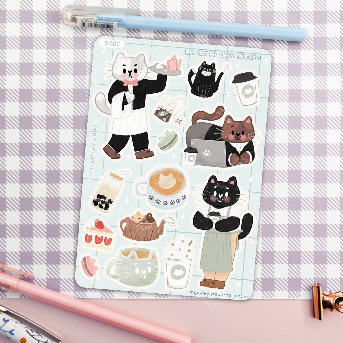 Le Café des Chats - Autocollants chat pour bullet journal