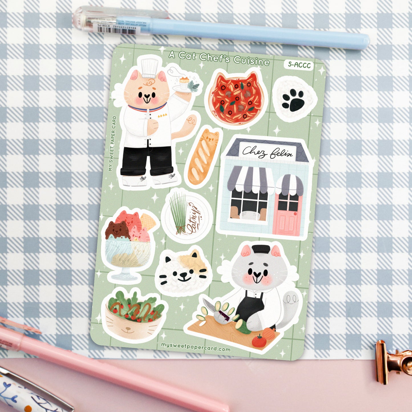 Cuisine de Chat - Stickers Restaurant chat - Planner stickers chat