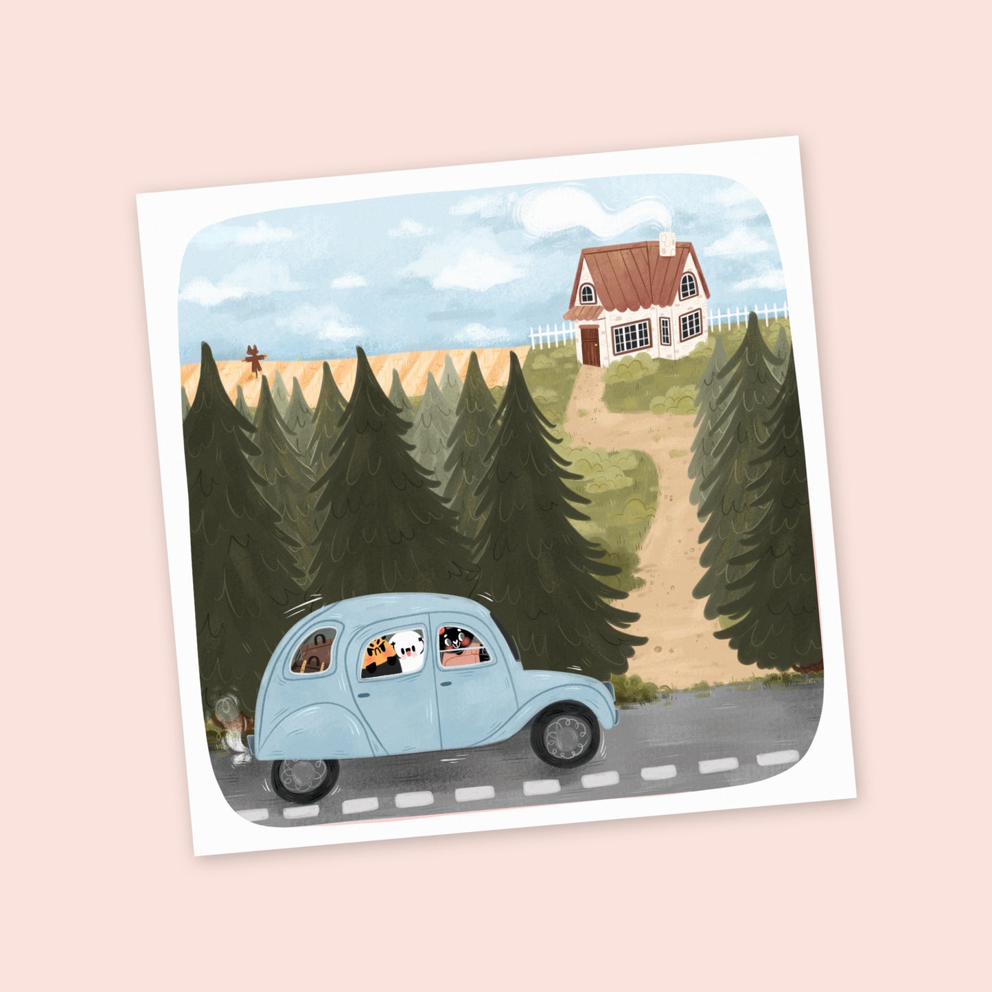 Countryside road trip - Square Art Print