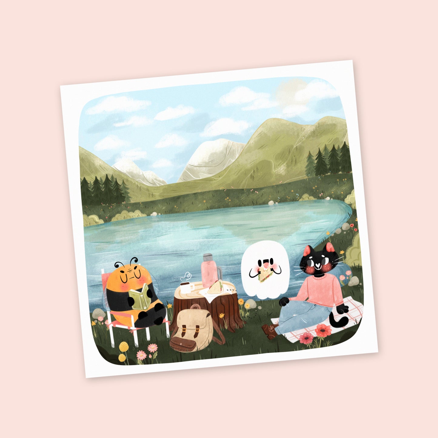Pique-nique au bord du lac - Art Print
