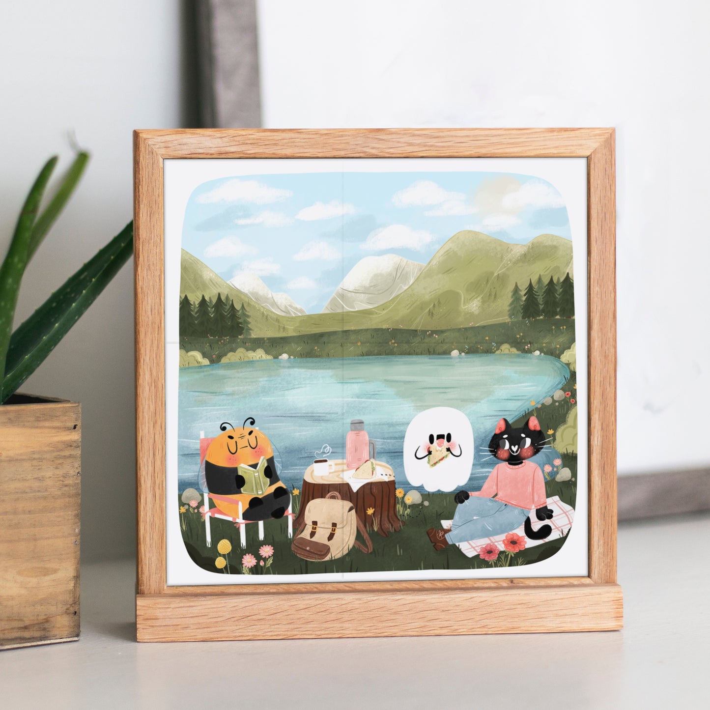 Pique-nique au bord du lac - Art Print