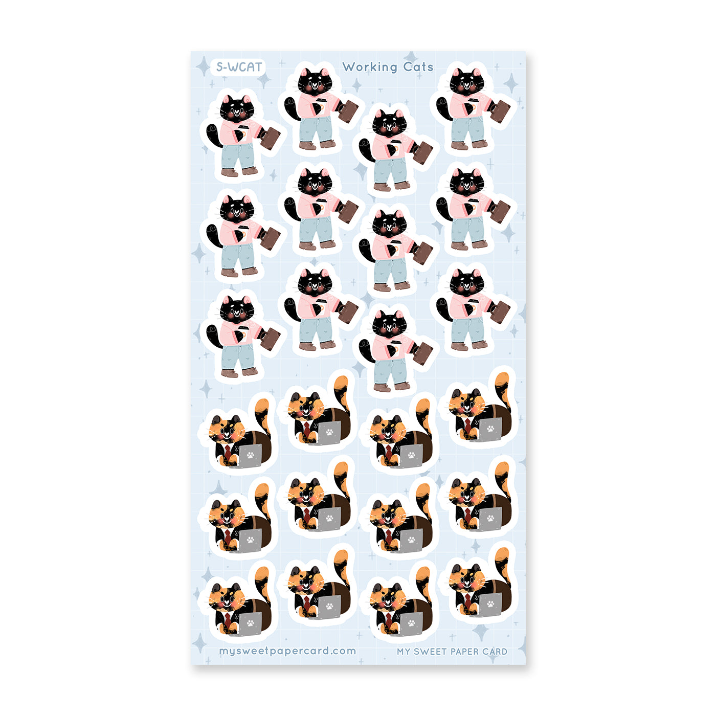 cute cat planner stickers working cat