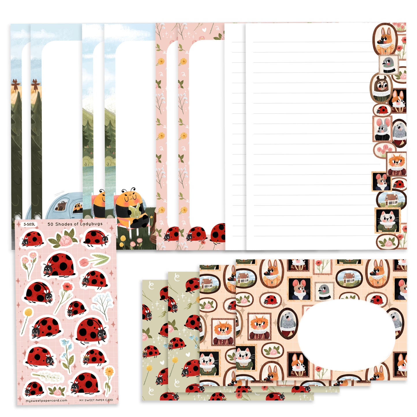 cat lovers and dog lovers writing paper set to send cute letters to your pen pal
