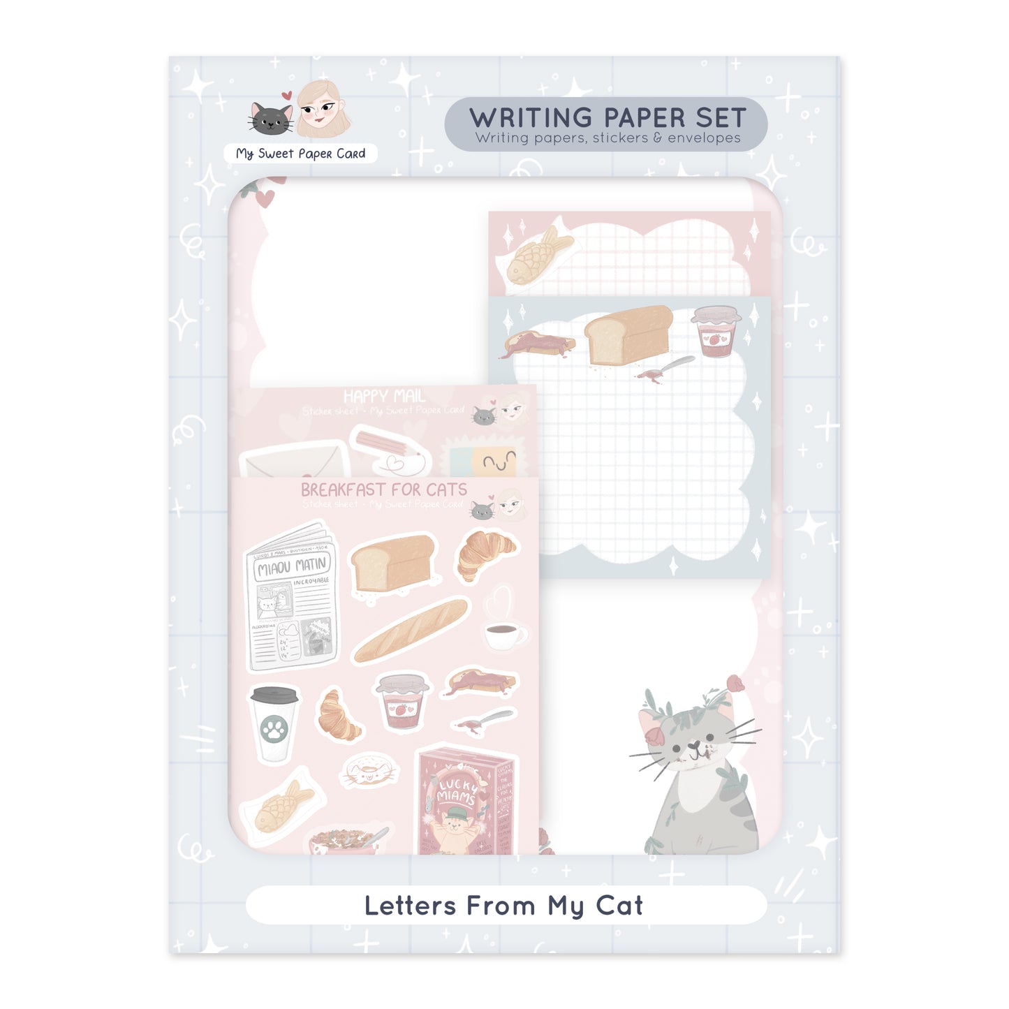 cat writing paper kit for cat lovers