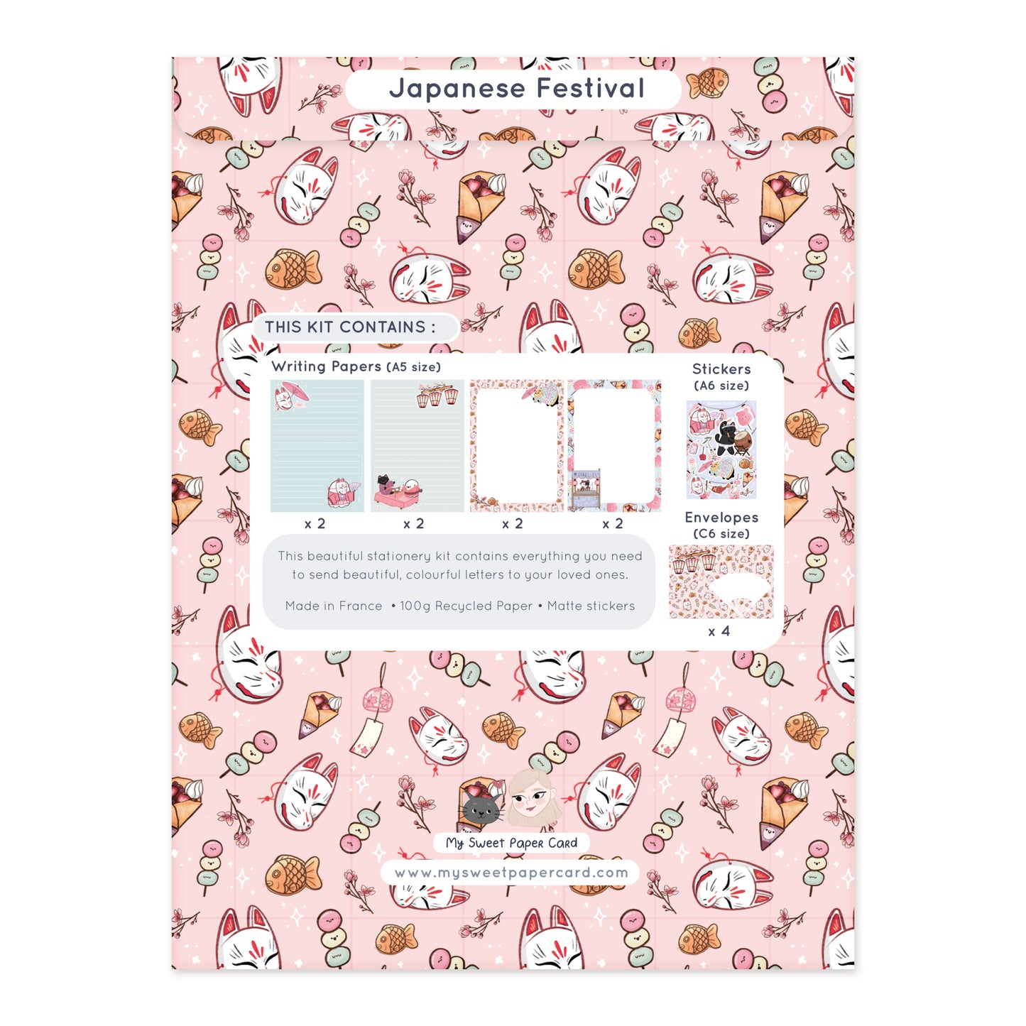 Japanese Festival - Letter writing set - Writing papers, stickers and envelopes