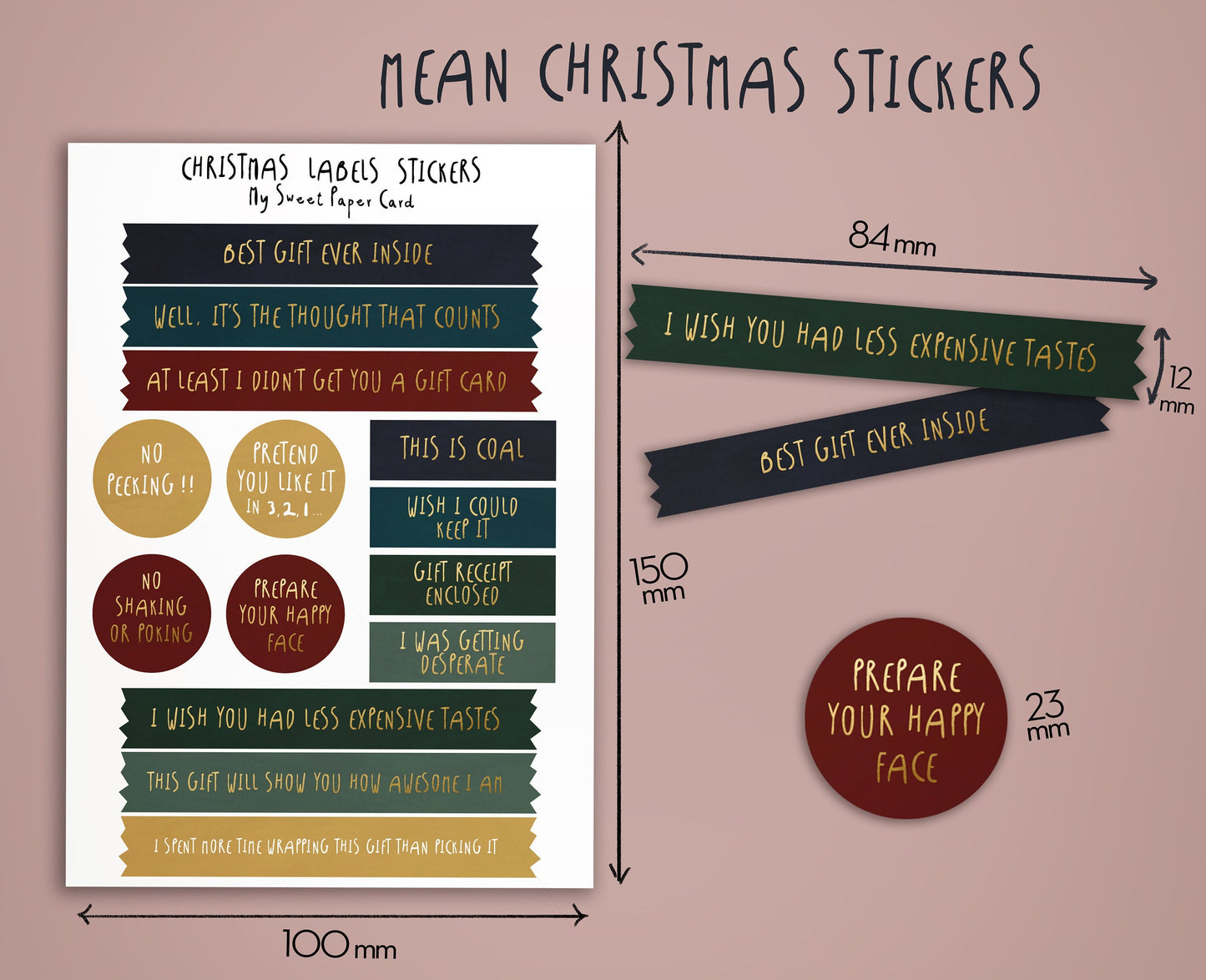 DISCONTINUED - Funny Christmas Stickers Labels - Sarcastic stickers to create funny gift wrappings