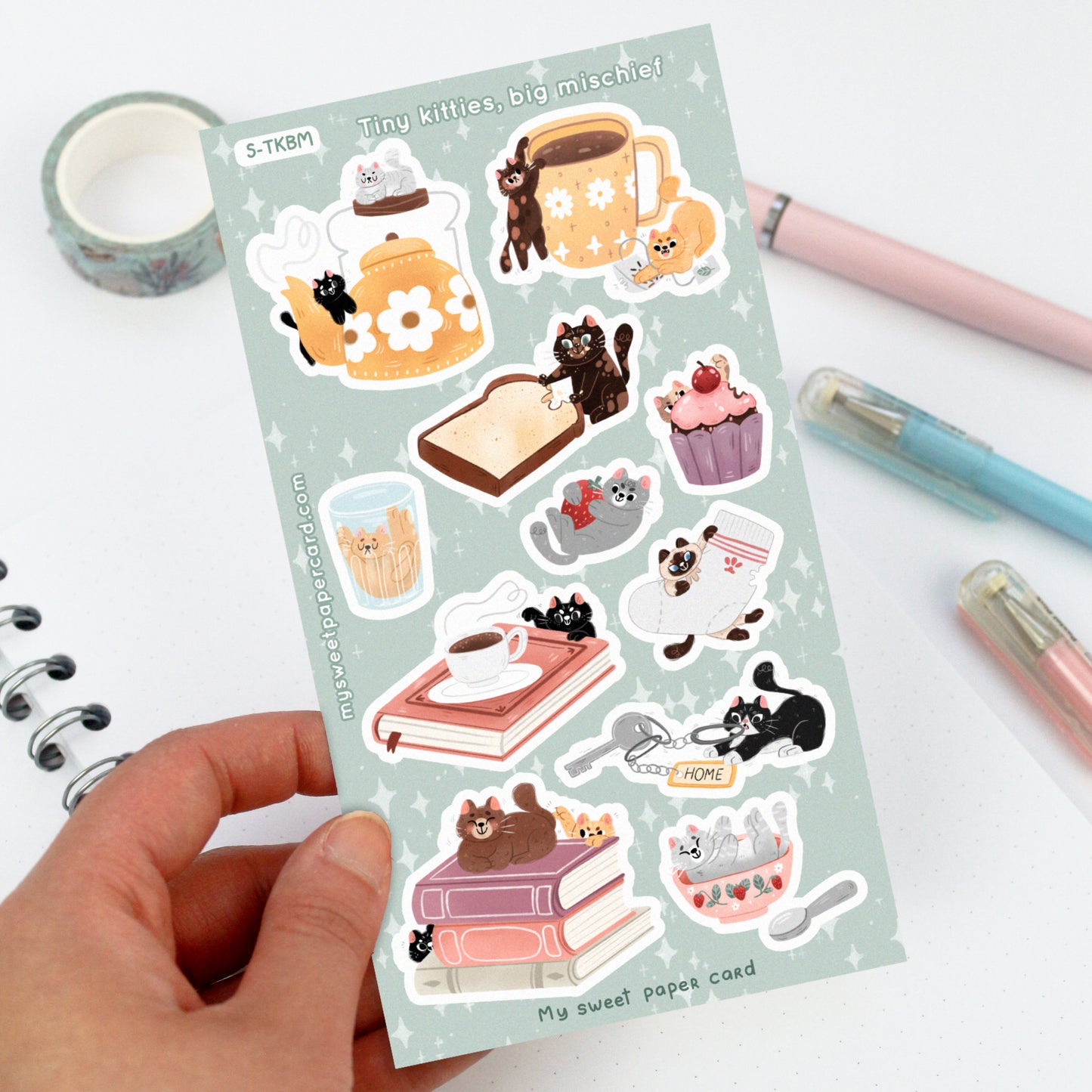Tiny kitties, big mischief - Cat Stickers Sheet
