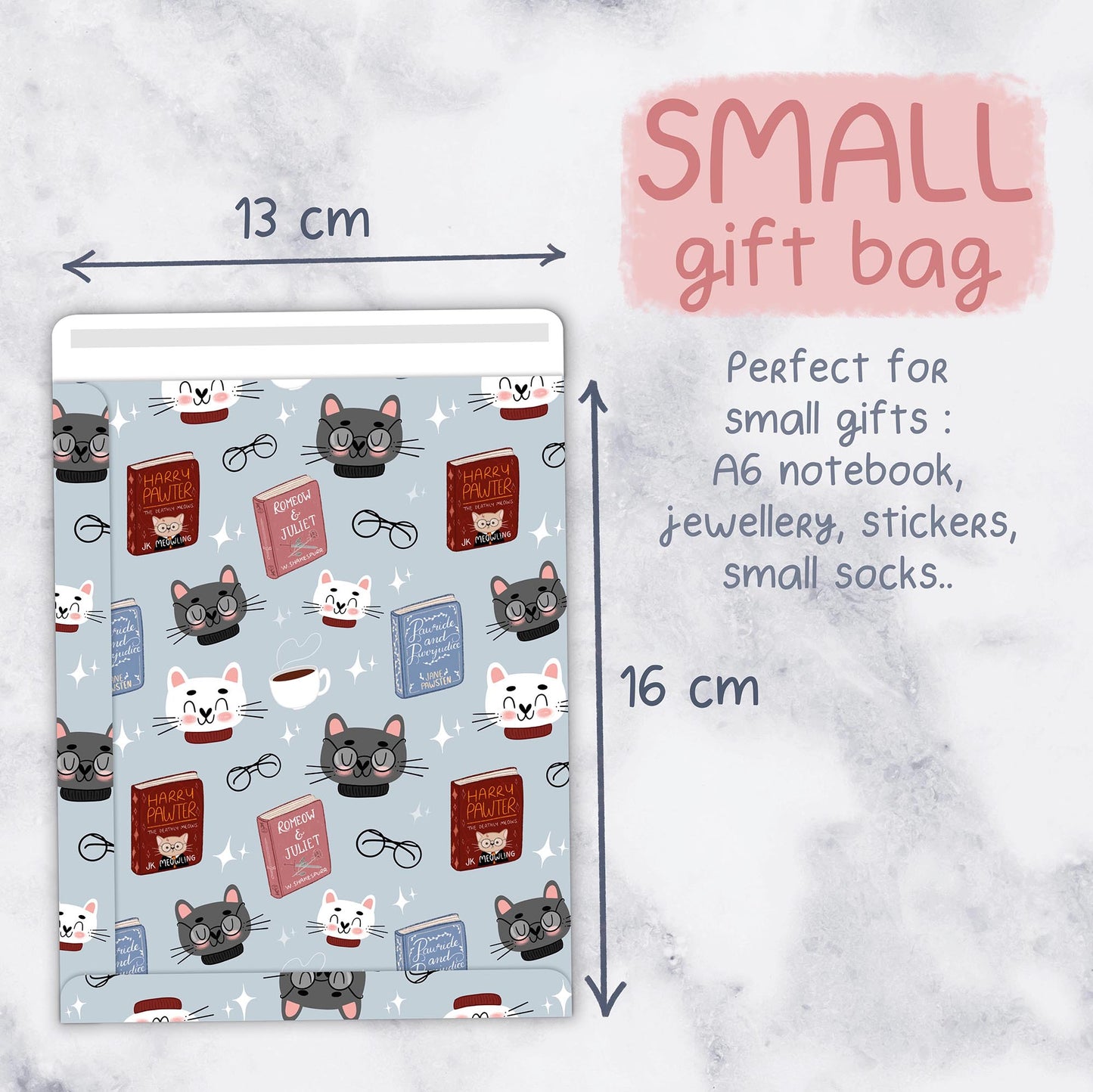 Sacs cadeaux de Noël pour amoureux des livres - Chats de Noël