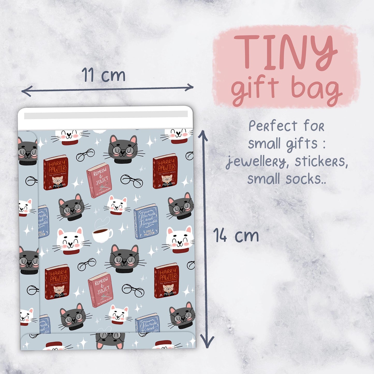 Sacs cadeaux de Noël pour amoureux des livres - Chats de Noël