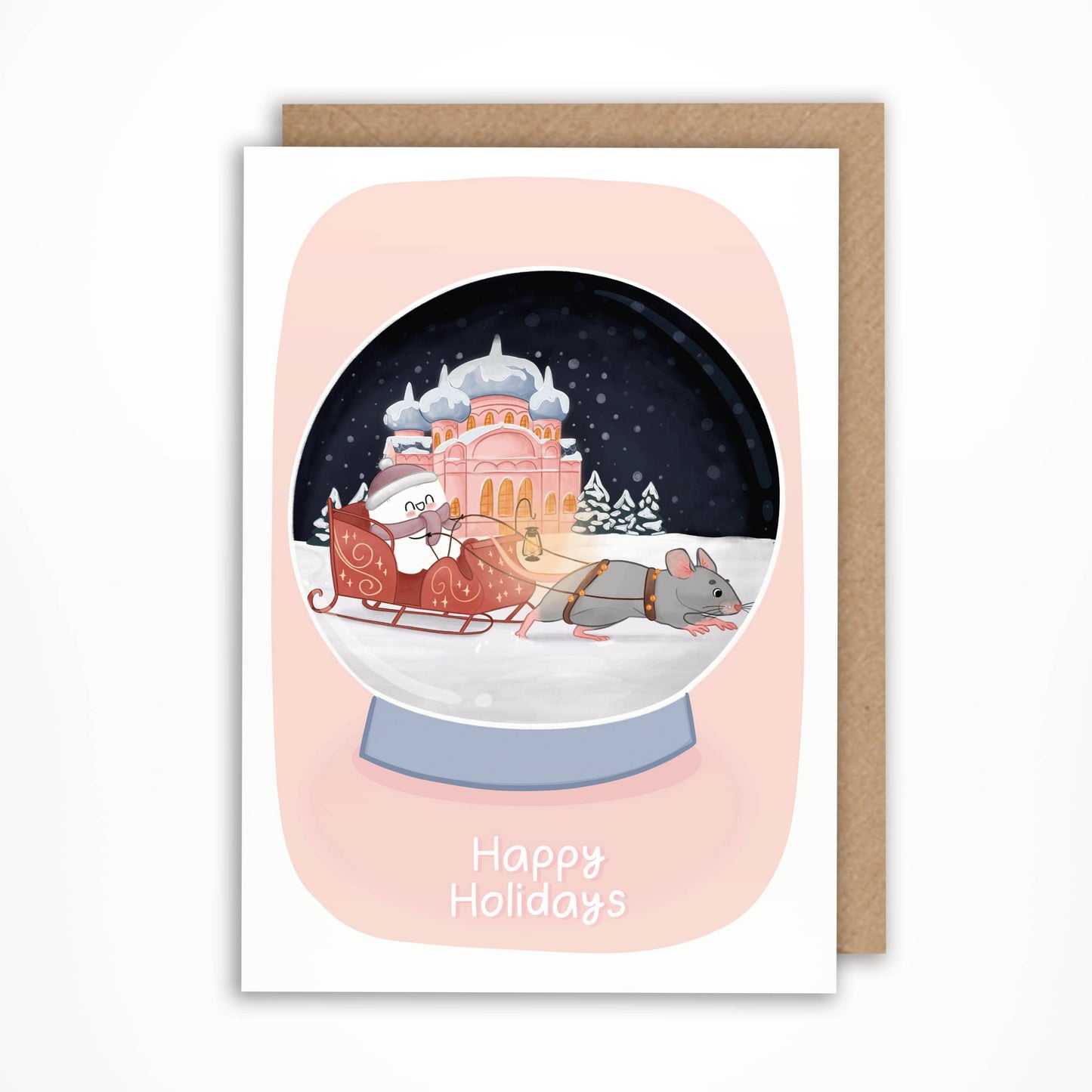 Carte de Noël Ghosty - Carte boule à neige