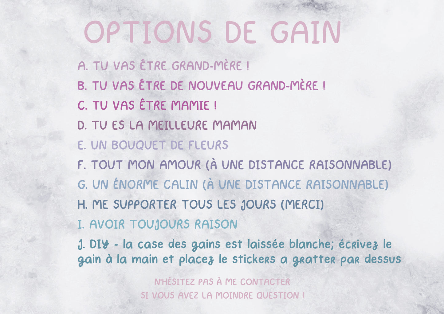 Grand jeu de la fete des meres - Carte fete des meres a gratter