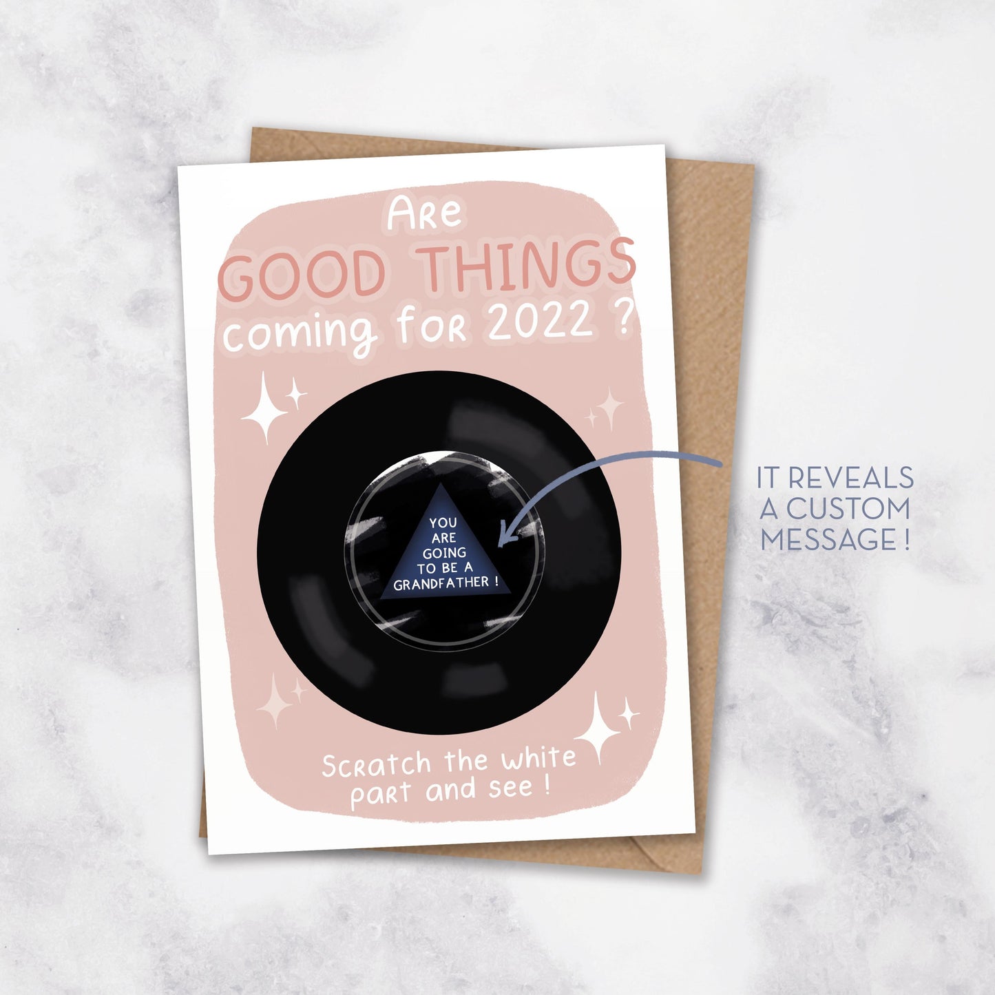 new year card and baby reveal