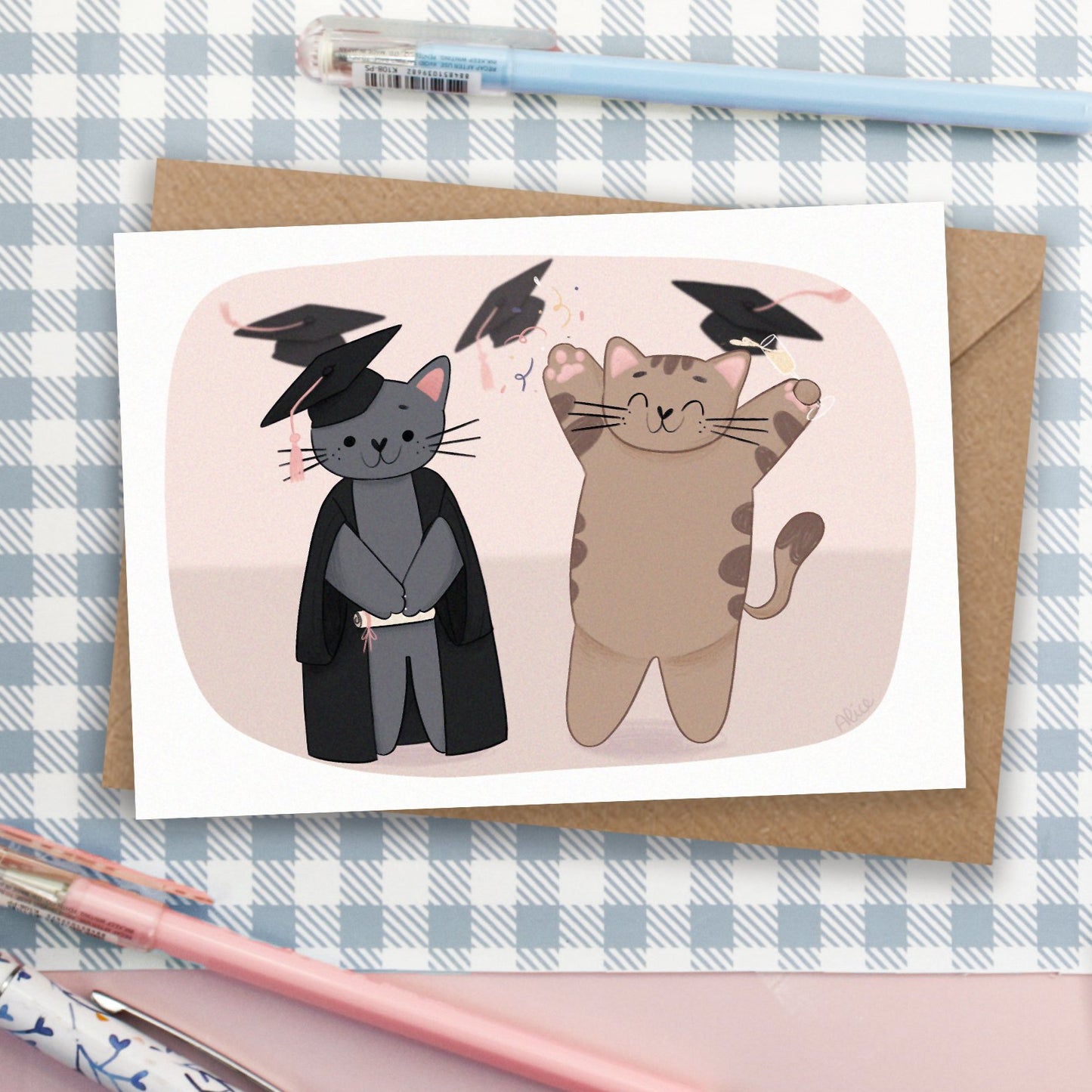 cute cat graduation card
