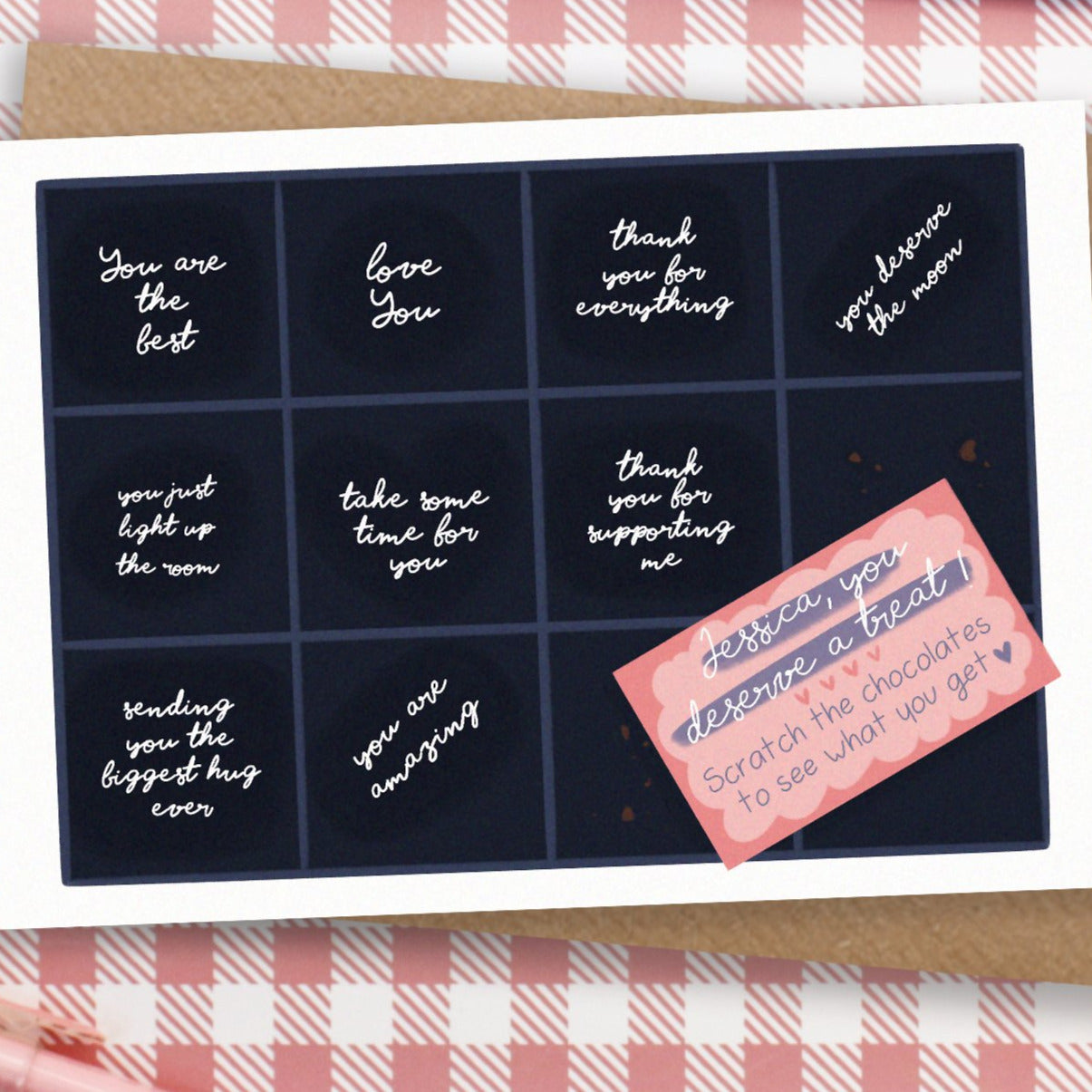 Scratch off chocolate box card - Funny mothers day card - Fathers day card