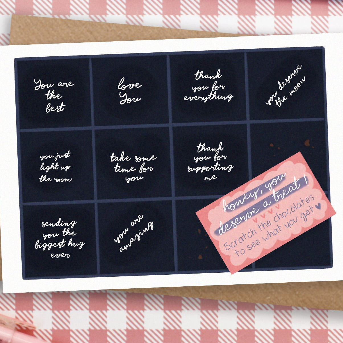 Scratch off chocolate box card - Funny mothers day card - Fathers day card
