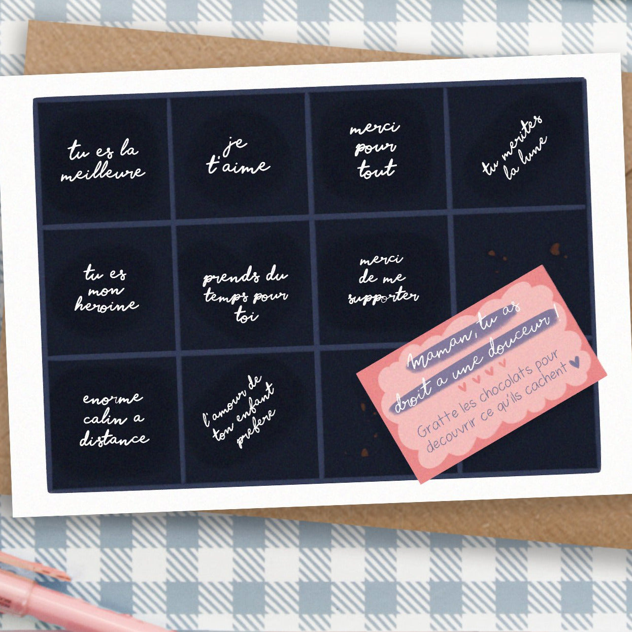 Scratch off chocolate box card - Funny mothers day card - Fathers day card