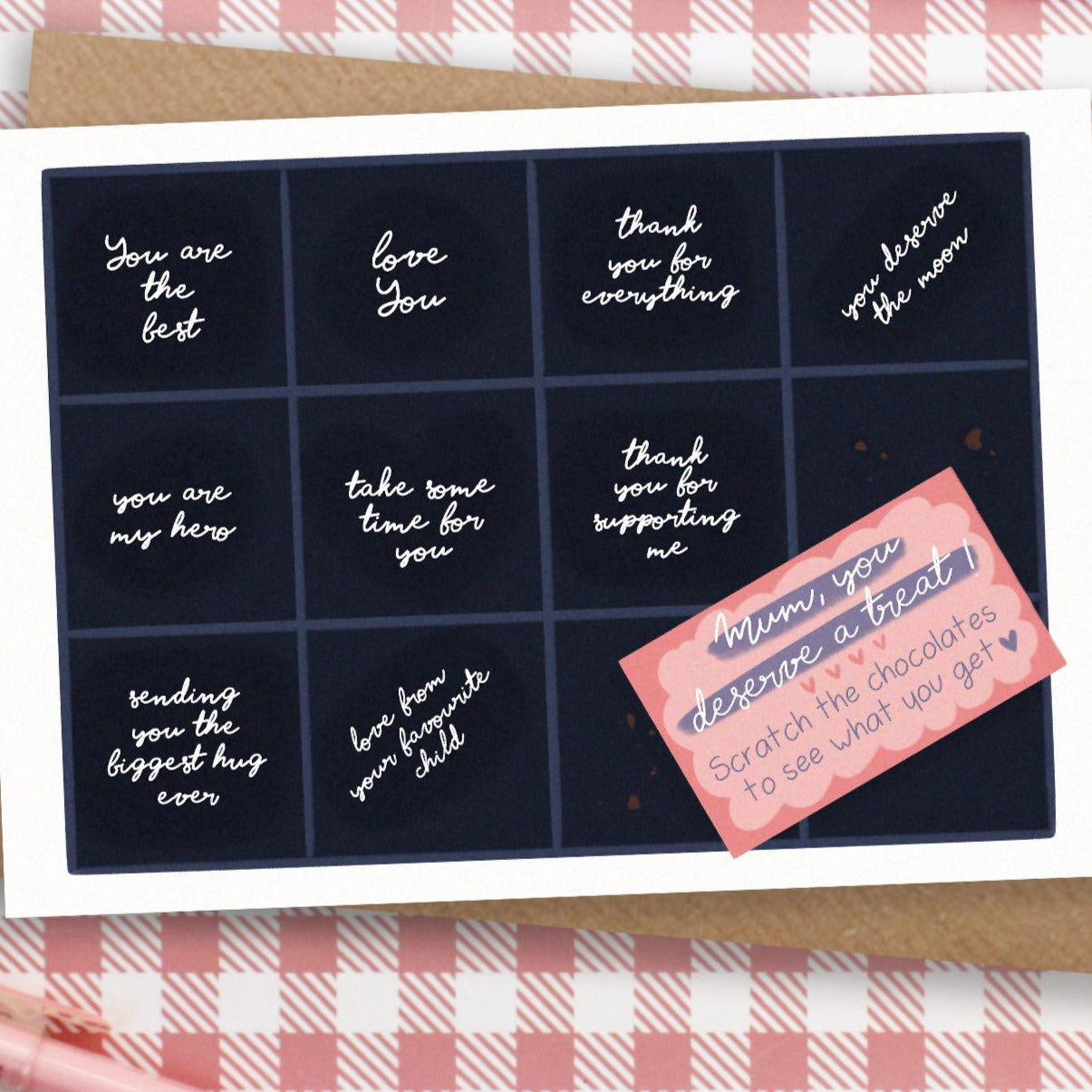 Scratch off chocolate box card - Funny mothers day card - Fathers day card