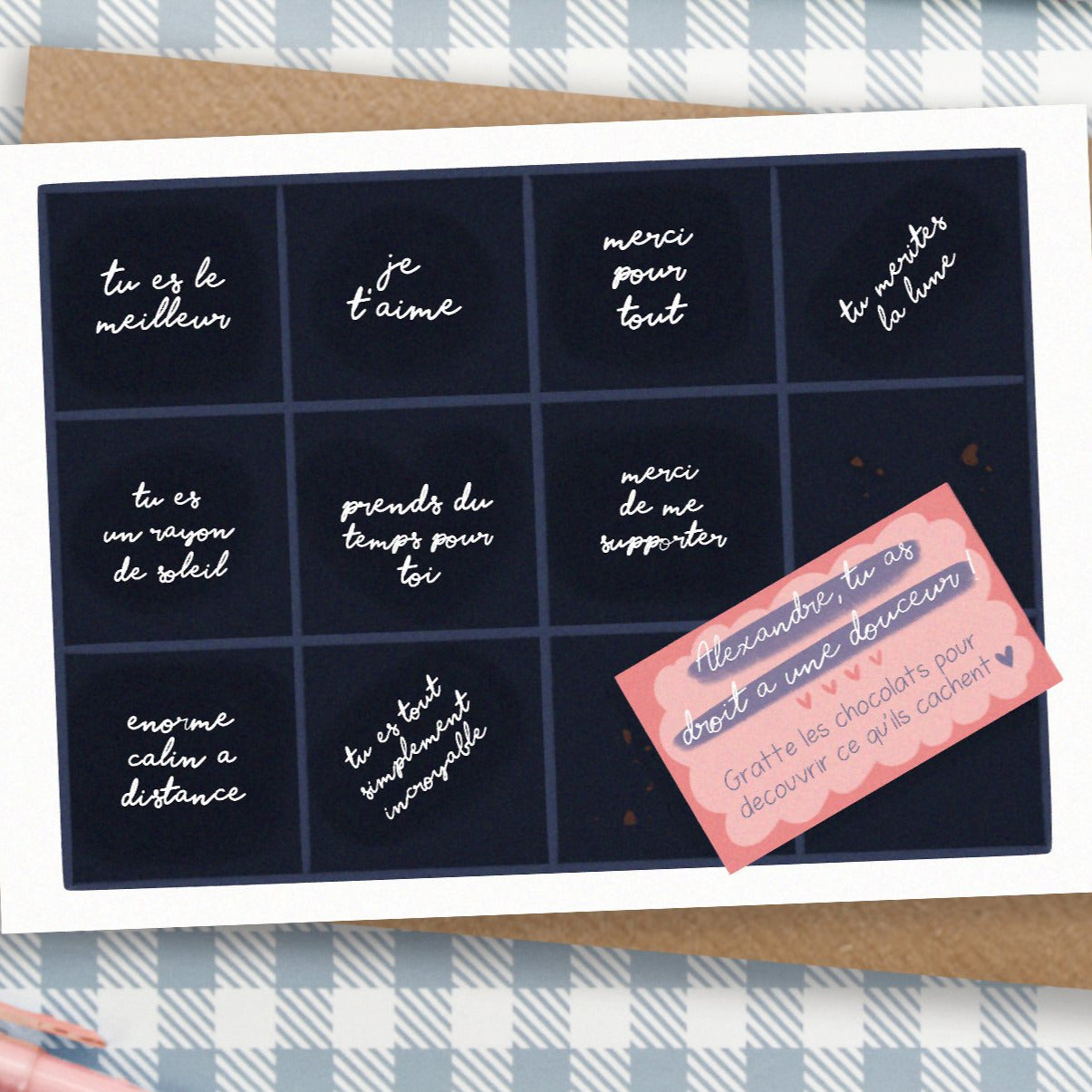 Scratch off chocolate box card - Funny mothers day card - Fathers day card