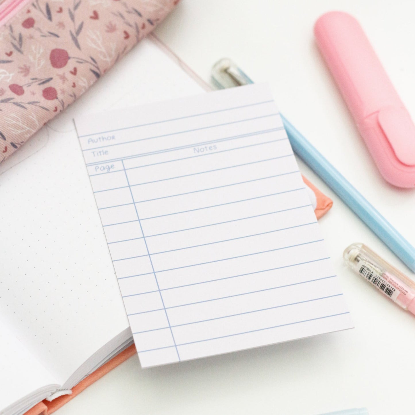 library card notepad to take notes during your book reading session