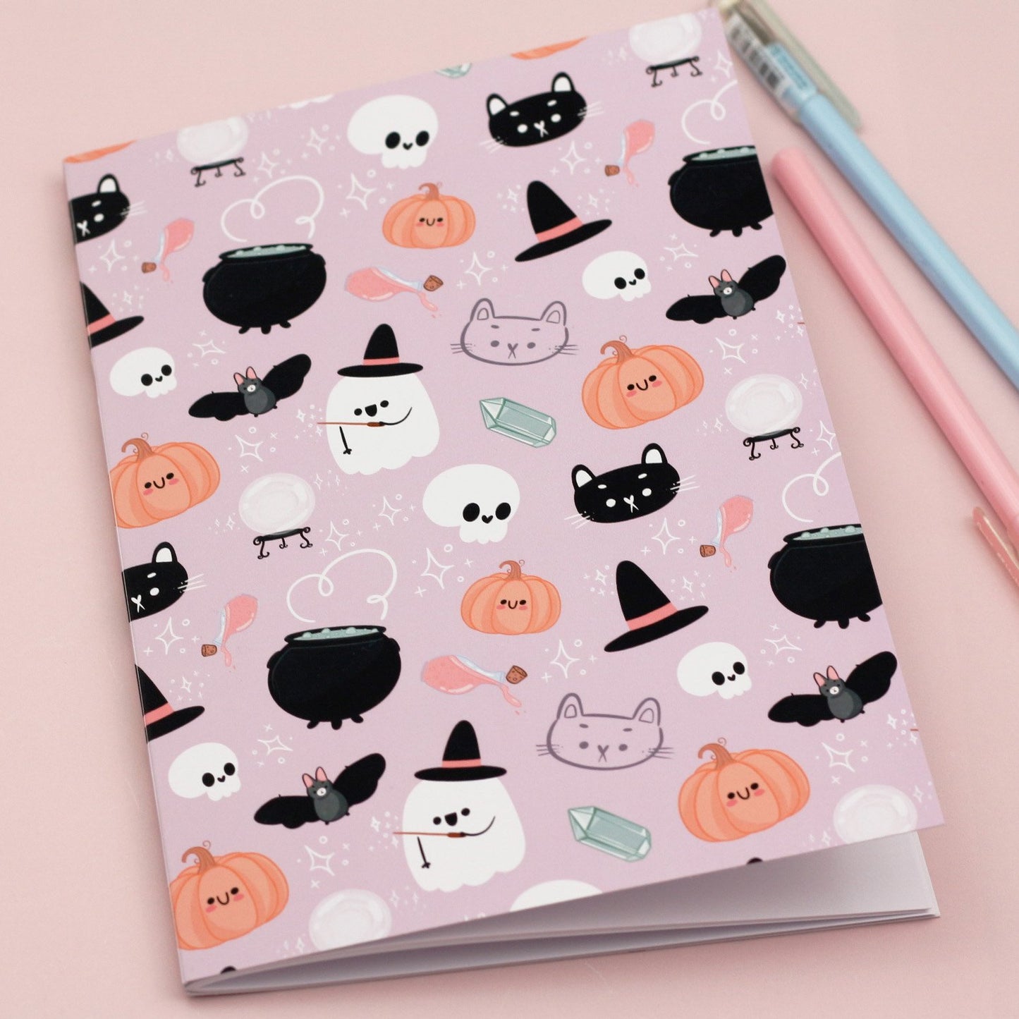purple halloween patterned notebook