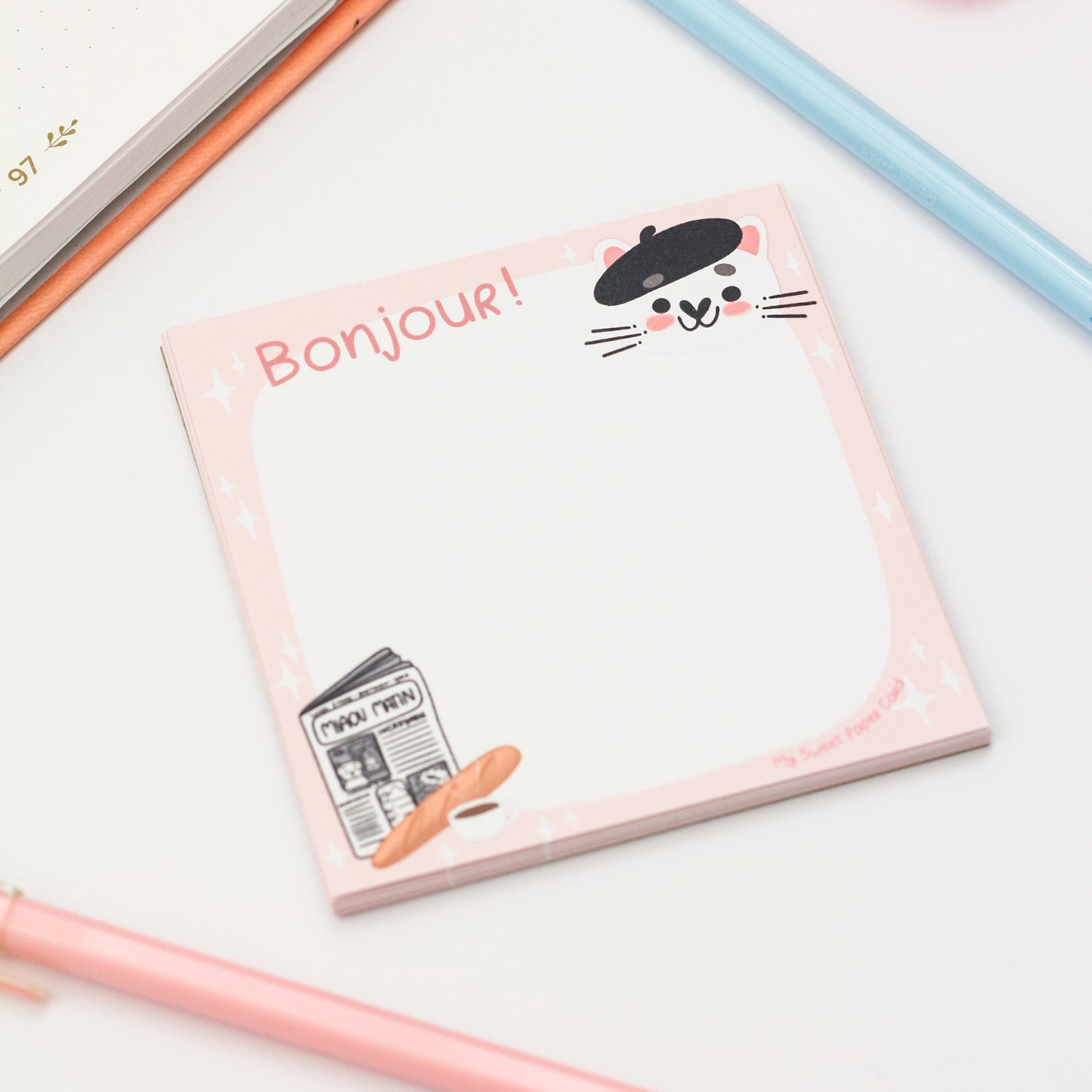 cute memo with french cat