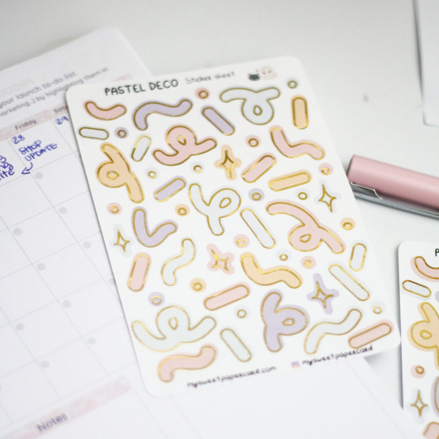 Sickers Deco Pastel & dorés - Stickers Planner Pastel