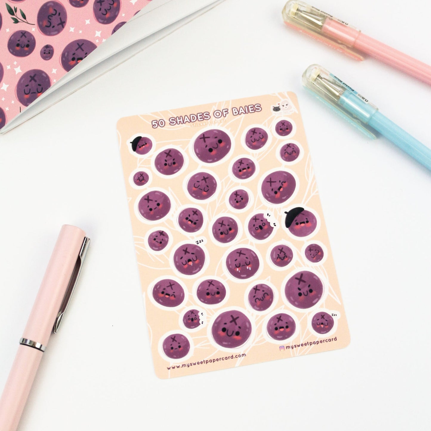 Blueberry stickers sheet - Summer Planner stickers
