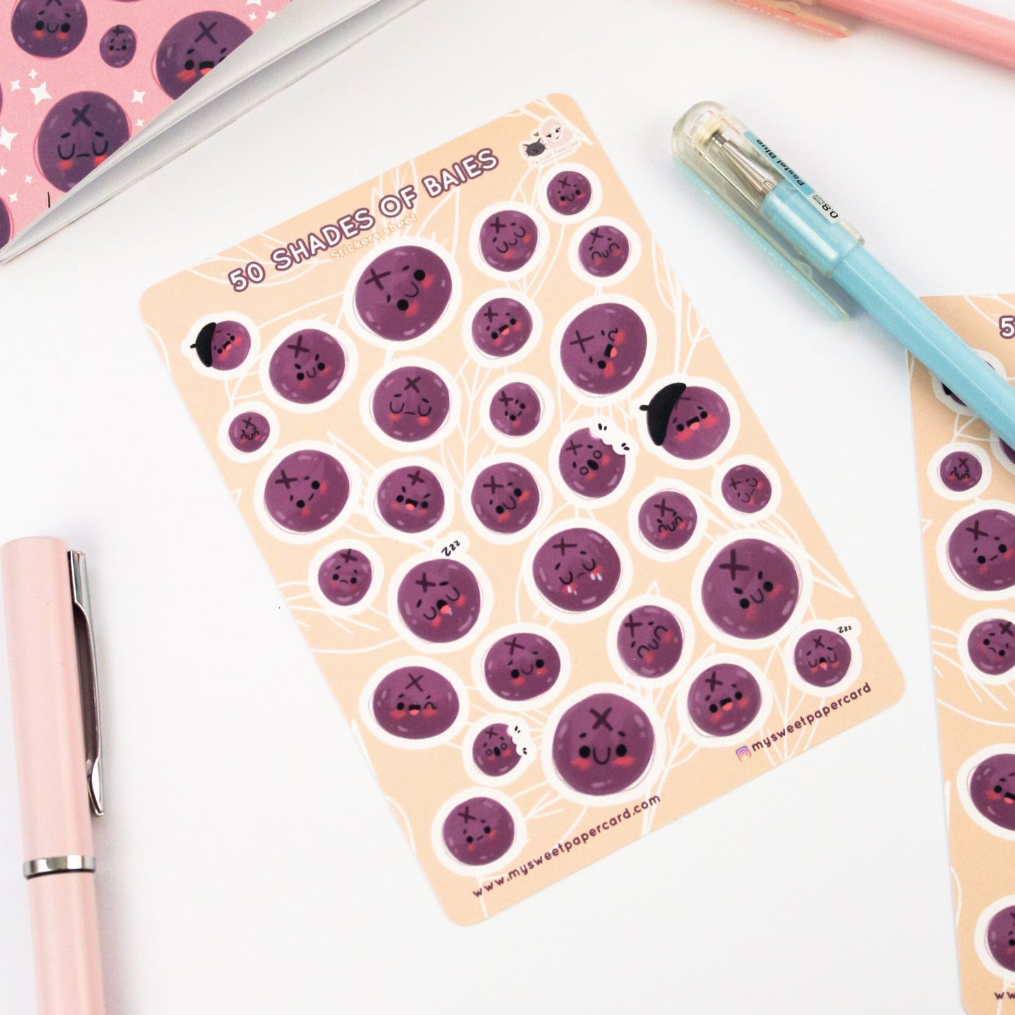 Blueberry stickers sheet - Summer Planner stickers
