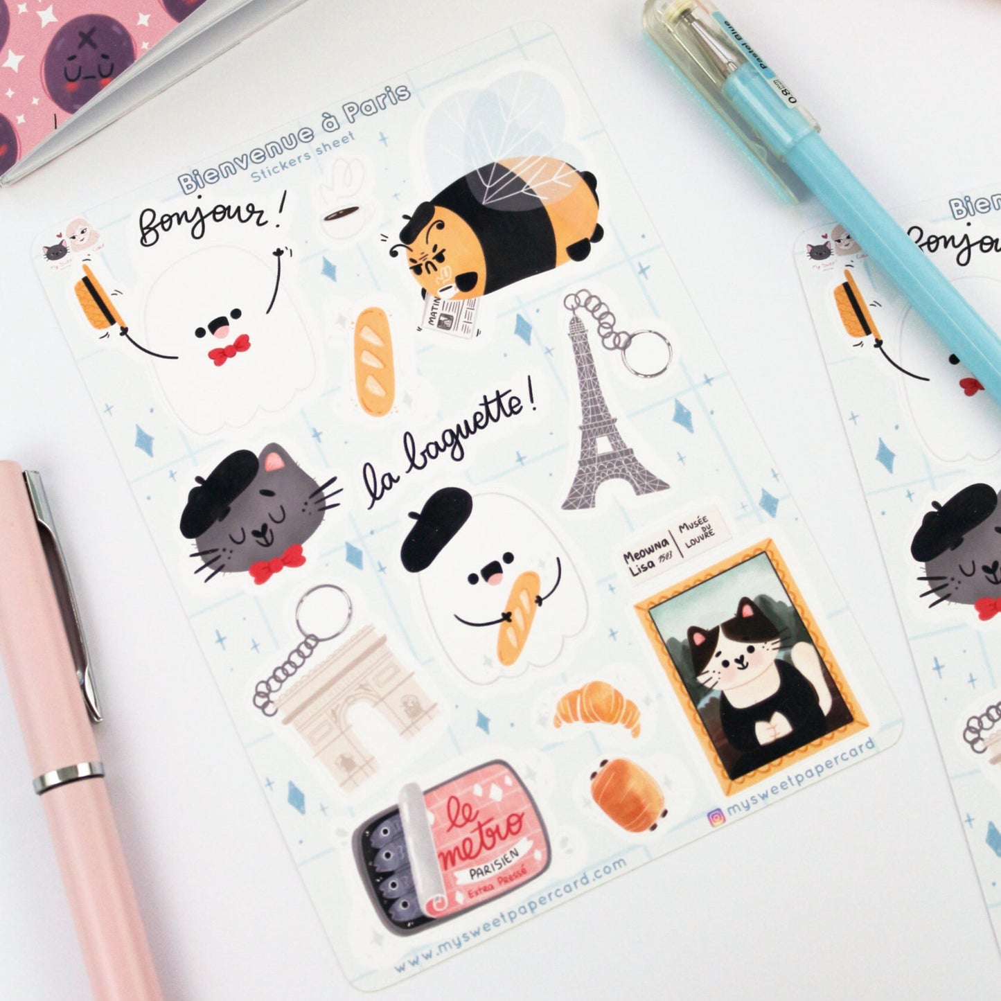 Welcome to Paris stickers sheet - Summer Planner stickers
