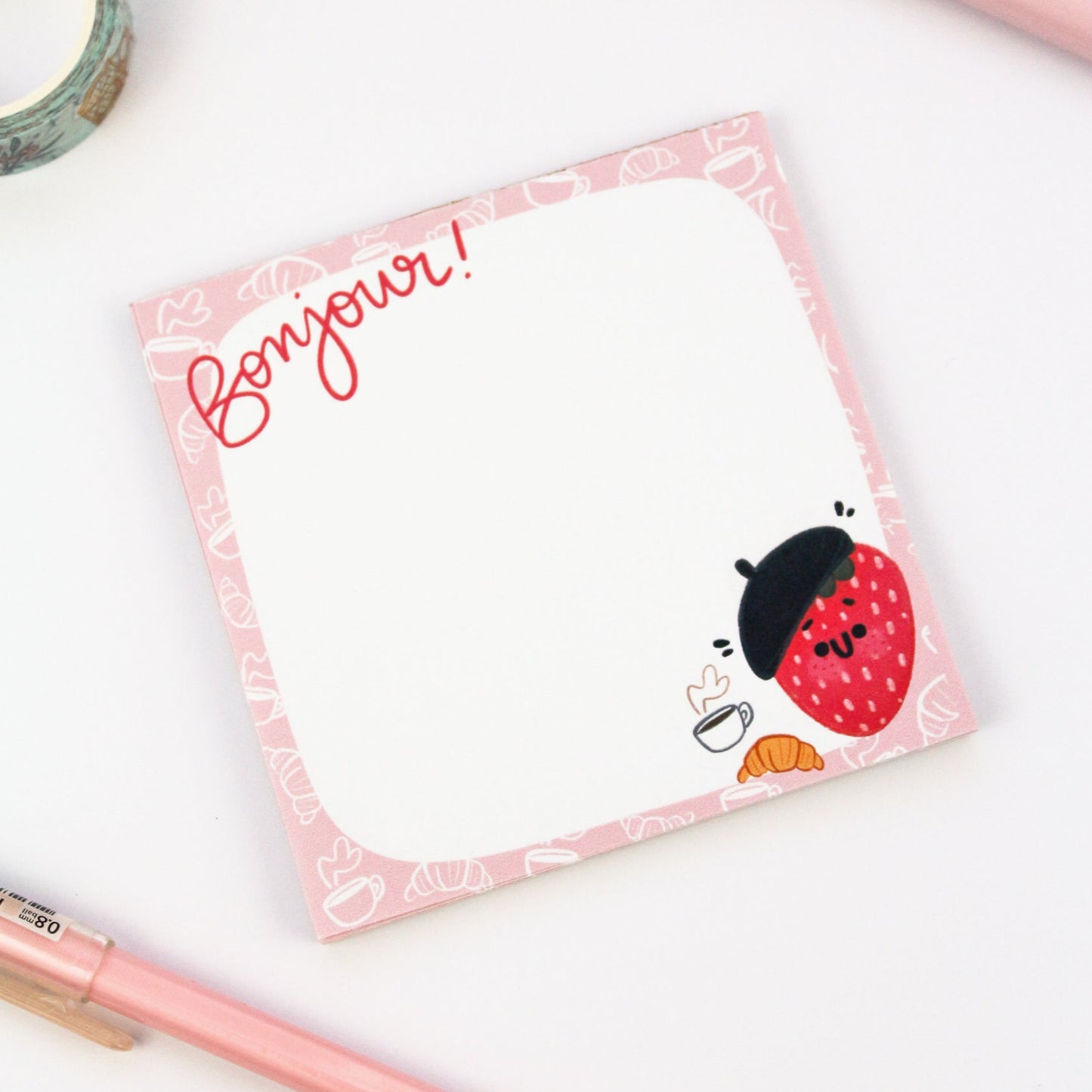 Note mémo Fraise Française - Bloc-notes mignon