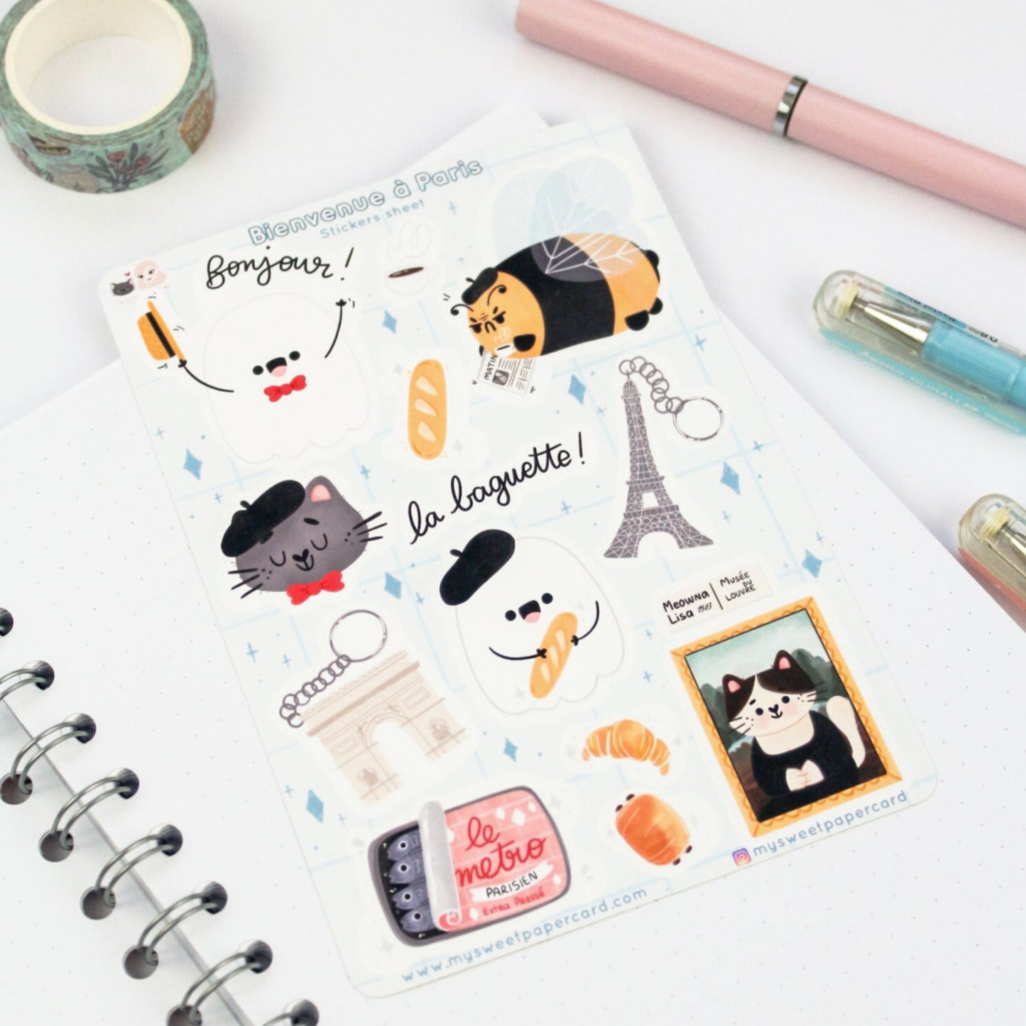 Welcome to Paris stickers sheet - Summer Planner stickers