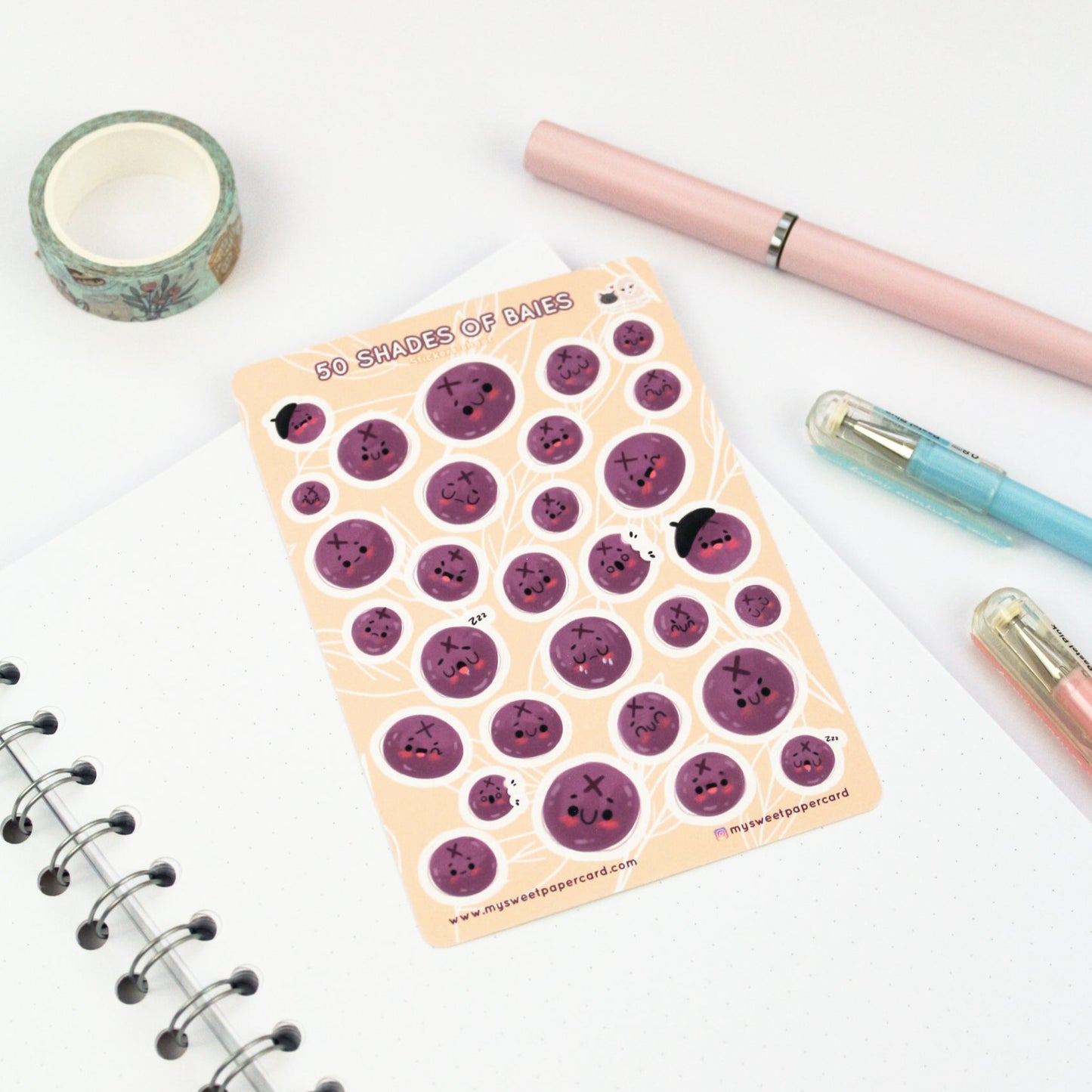 Blueberry stickers sheet - Summer Planner stickers