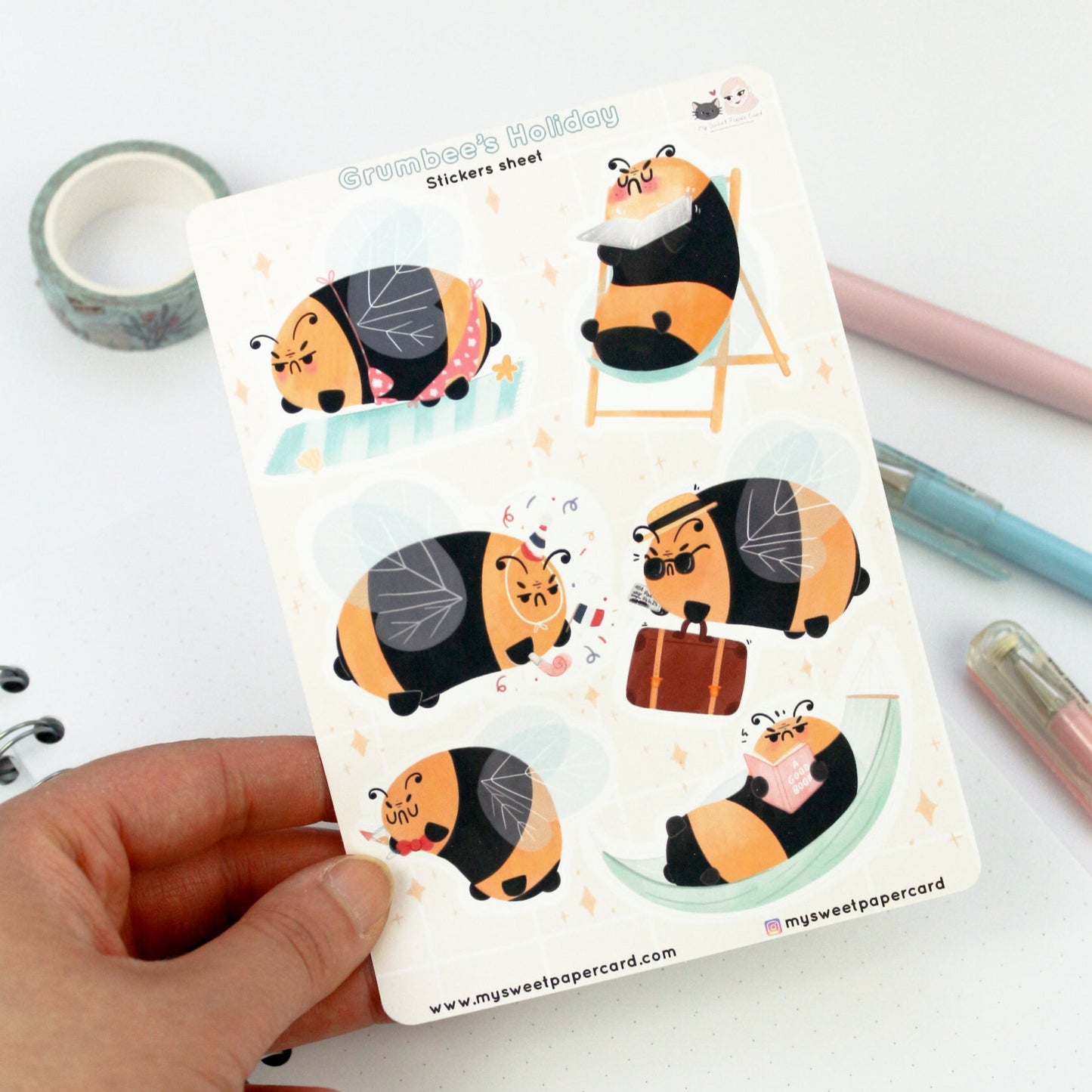 Autocollants Grumbee Holiday - Stickers bullet journal été