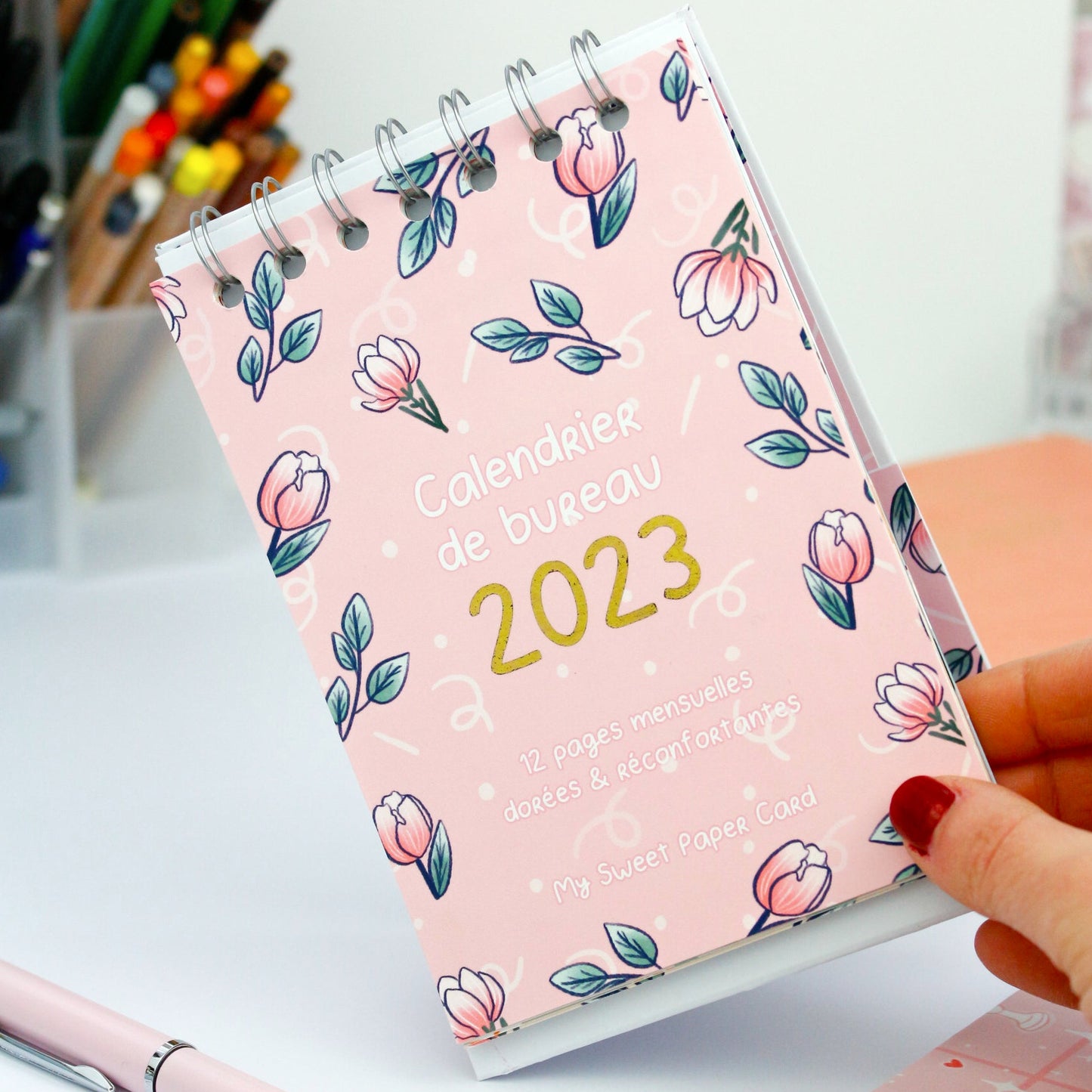 2023 Calendar - A6 desk calendar - Gold foiled calendar