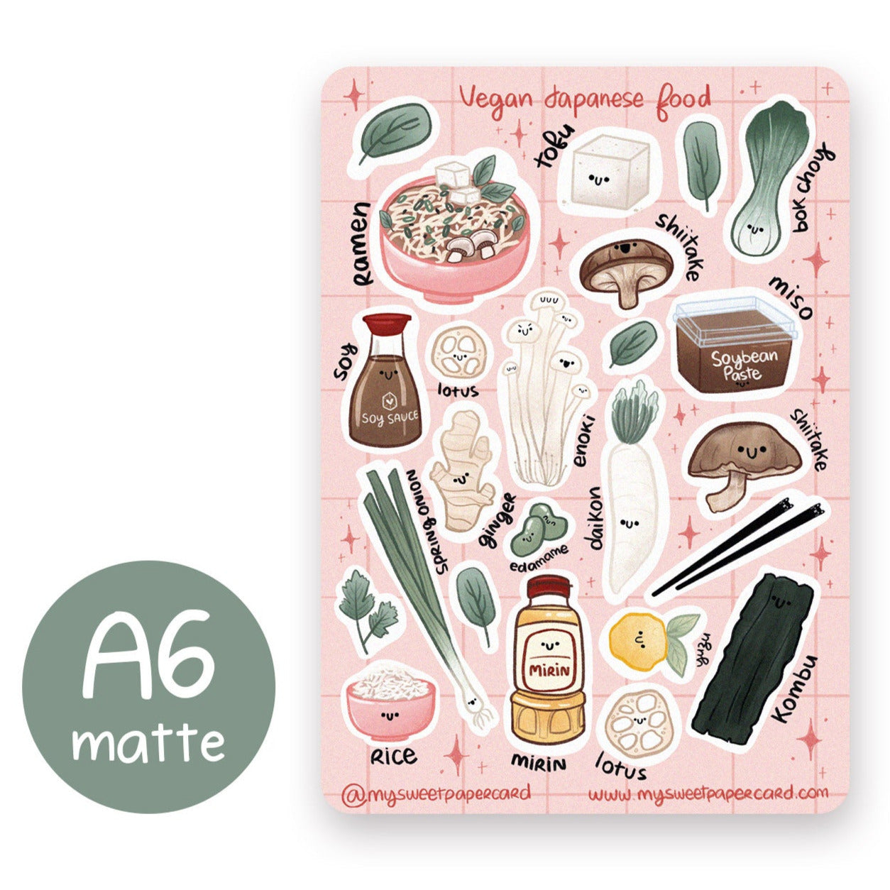 A6 Vegan Japanese Stickers - Planner stickers - Bullet Journal stickers