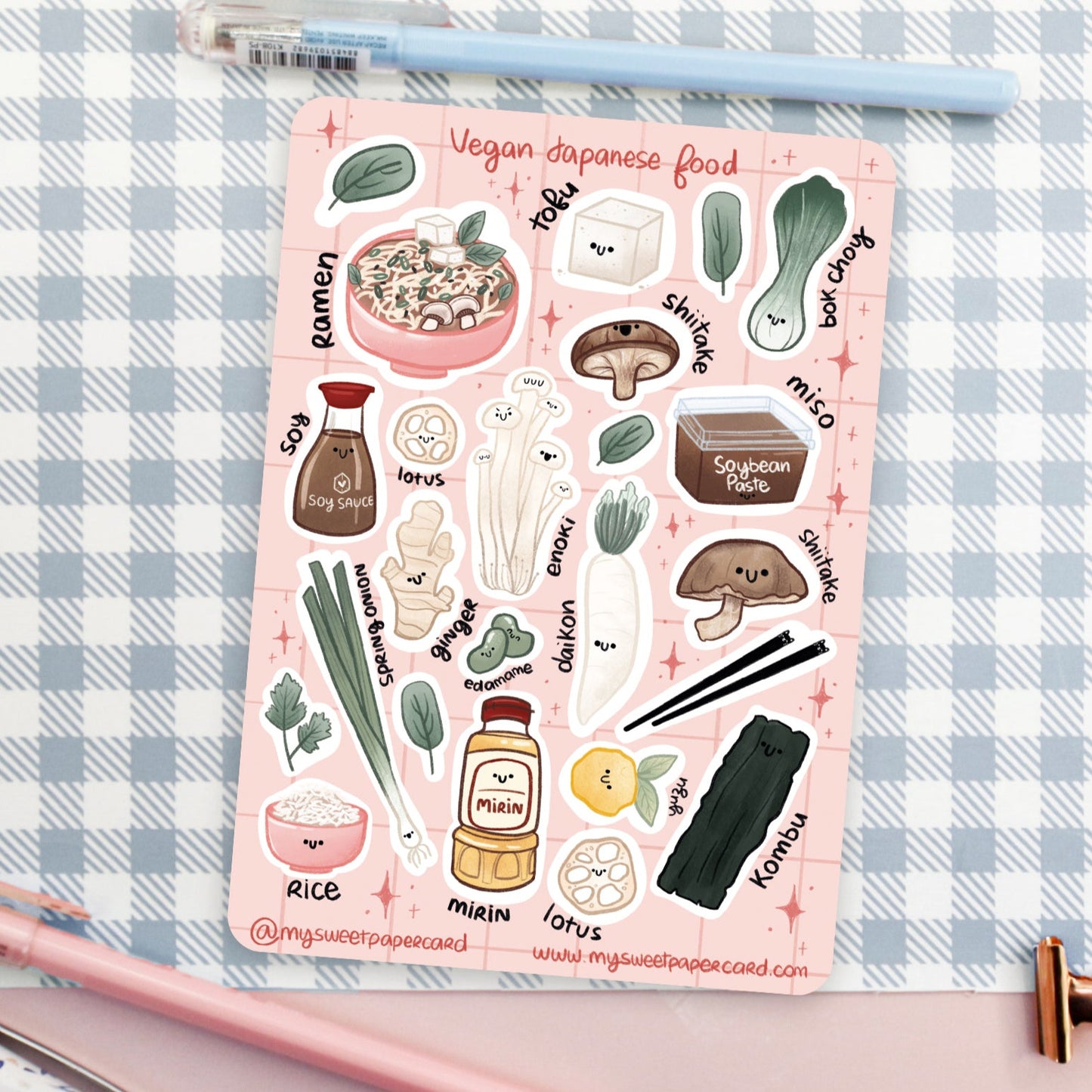 A6 Vegan Japanese Stickers - Planner stickers - Bullet Journal stickers