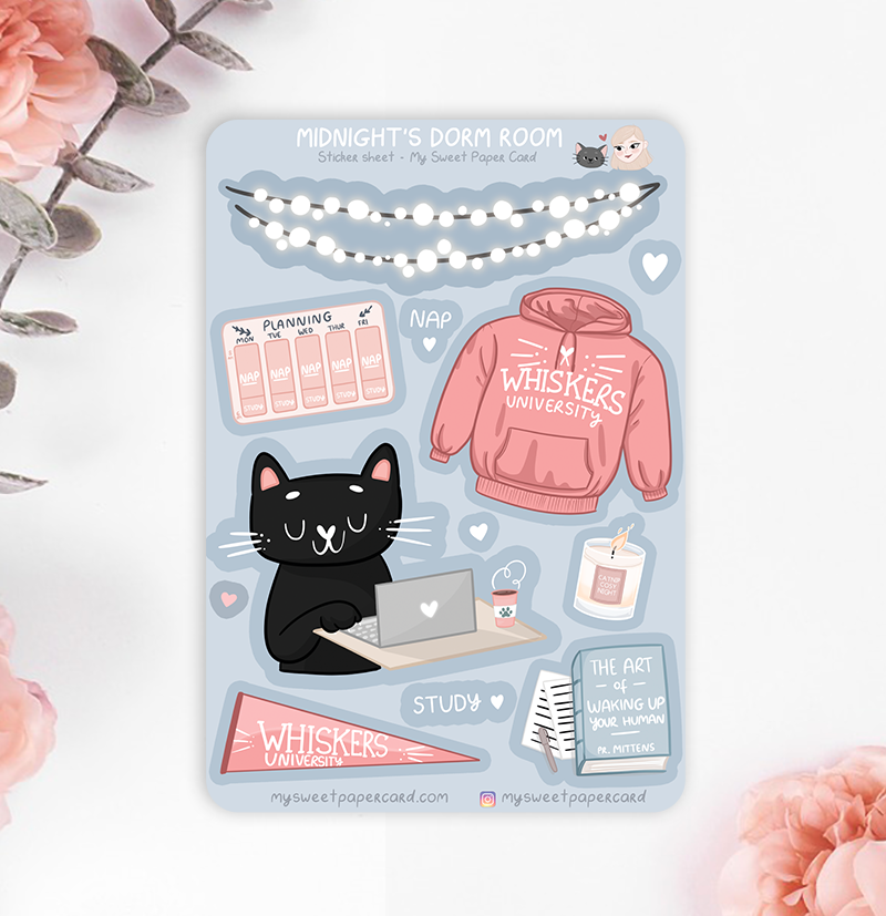 Cat dorm room stickers - Cute planner stickers - Cat stickers – My