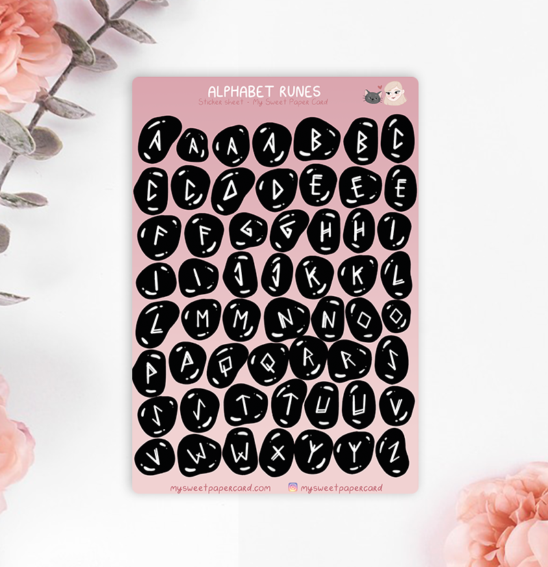 Autocollants Alphabet Runes - Autocollants planner Halloween