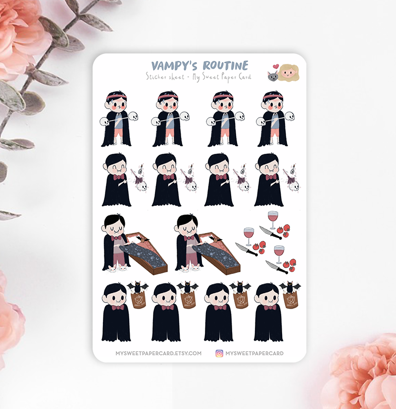 cute vampire halloween stickers